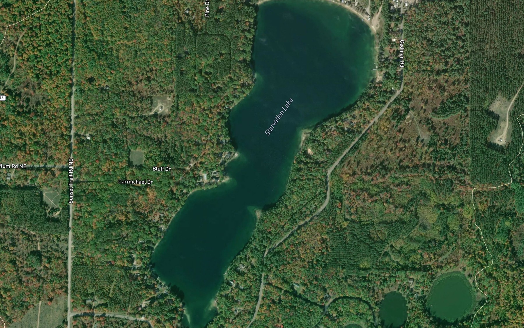 Satellite map of the Starvation Lake