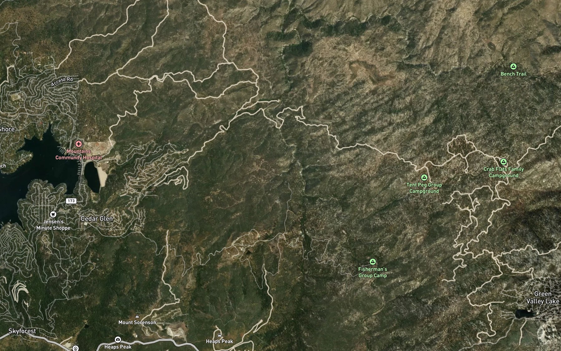 Satellite map of the Cedar Creek