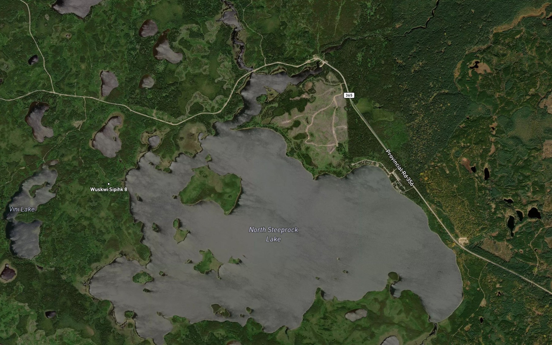 Satellite map of the North Steeprock Lake