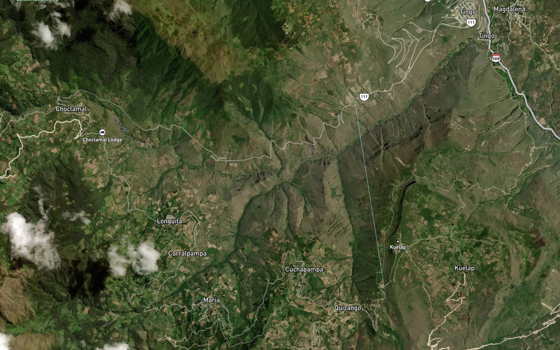 Satellite map of the Quebrada Tongache
