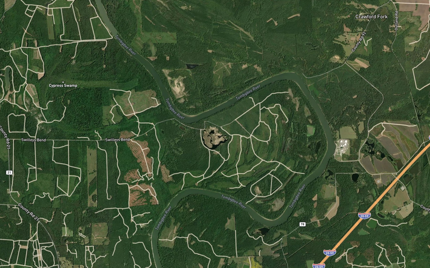 Satellite map of the Blue Lake