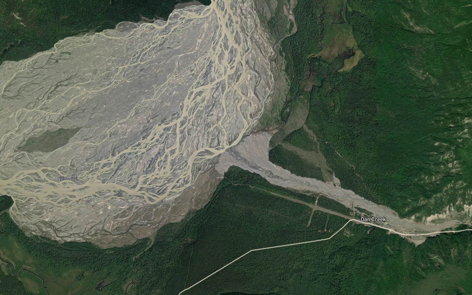 Satellite map of the Dan Creek