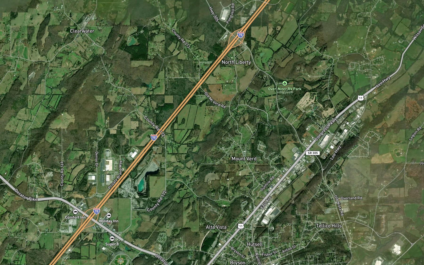 Satellite map of the Cave Spring