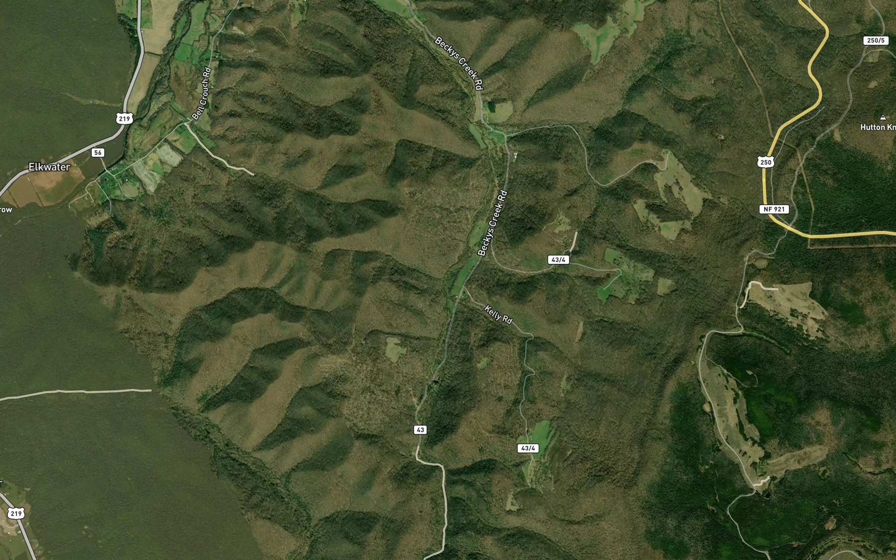 Satellite map of the Whetstone Run