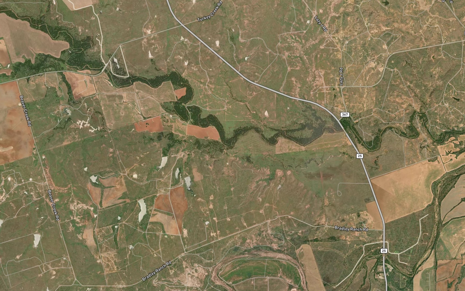 Satellite map of the Short Creek