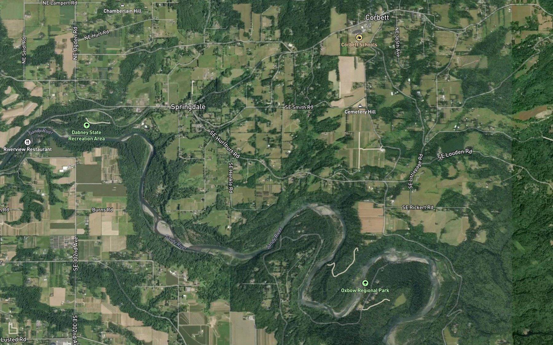 Satellite map of the Crampton Reservoir