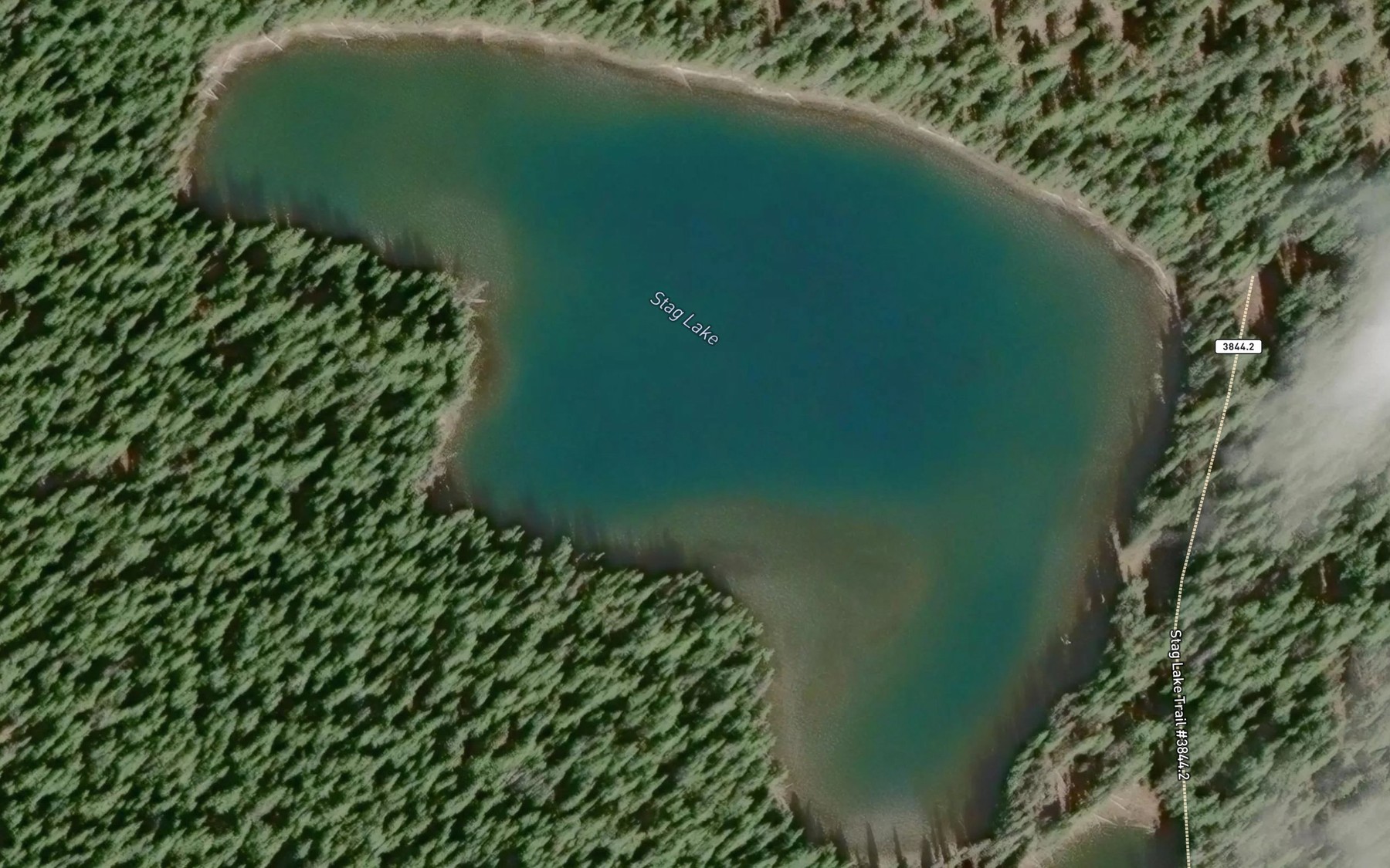 Satellite map of the Stag Lake