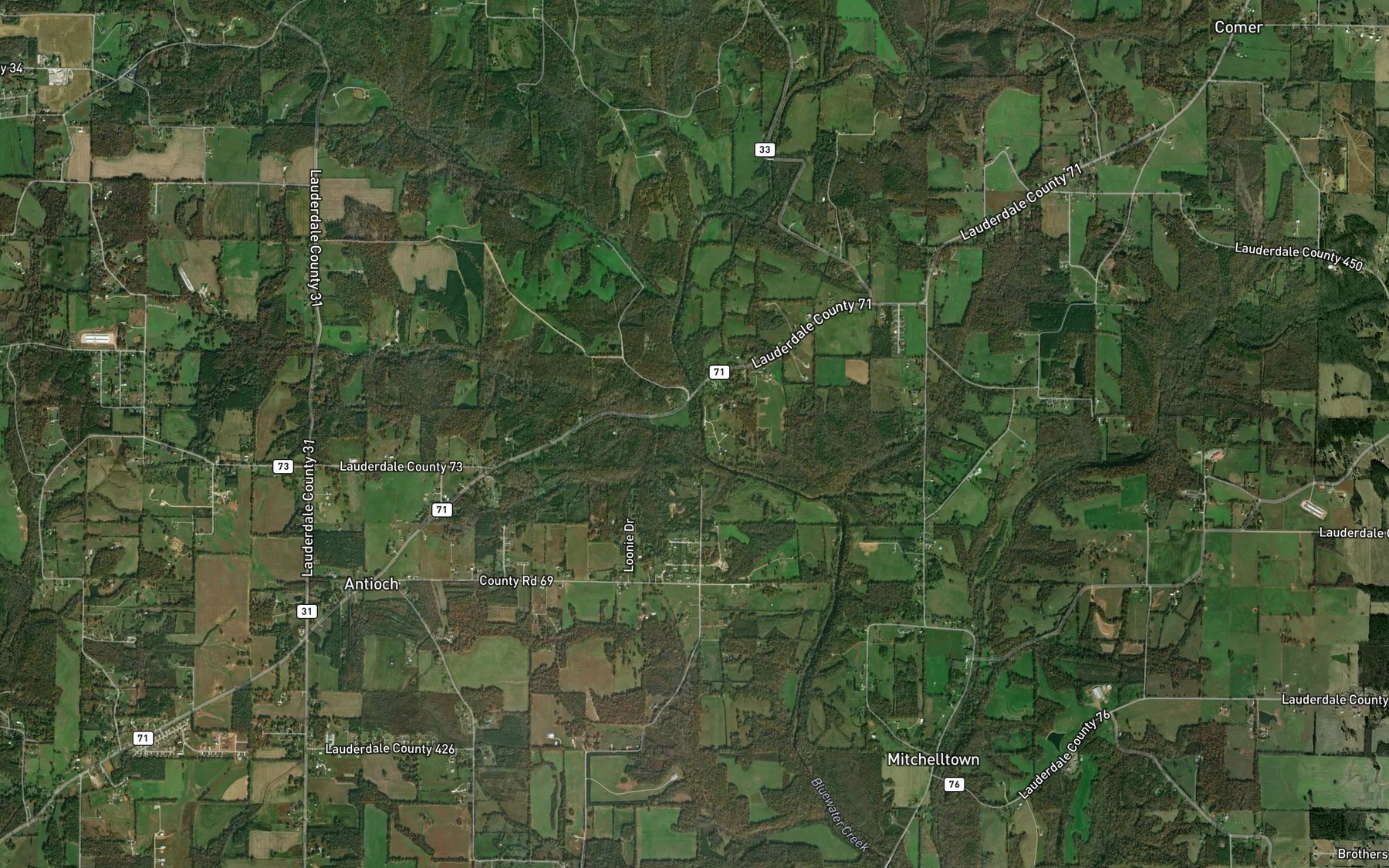 Satellite map of the Camp Branch
