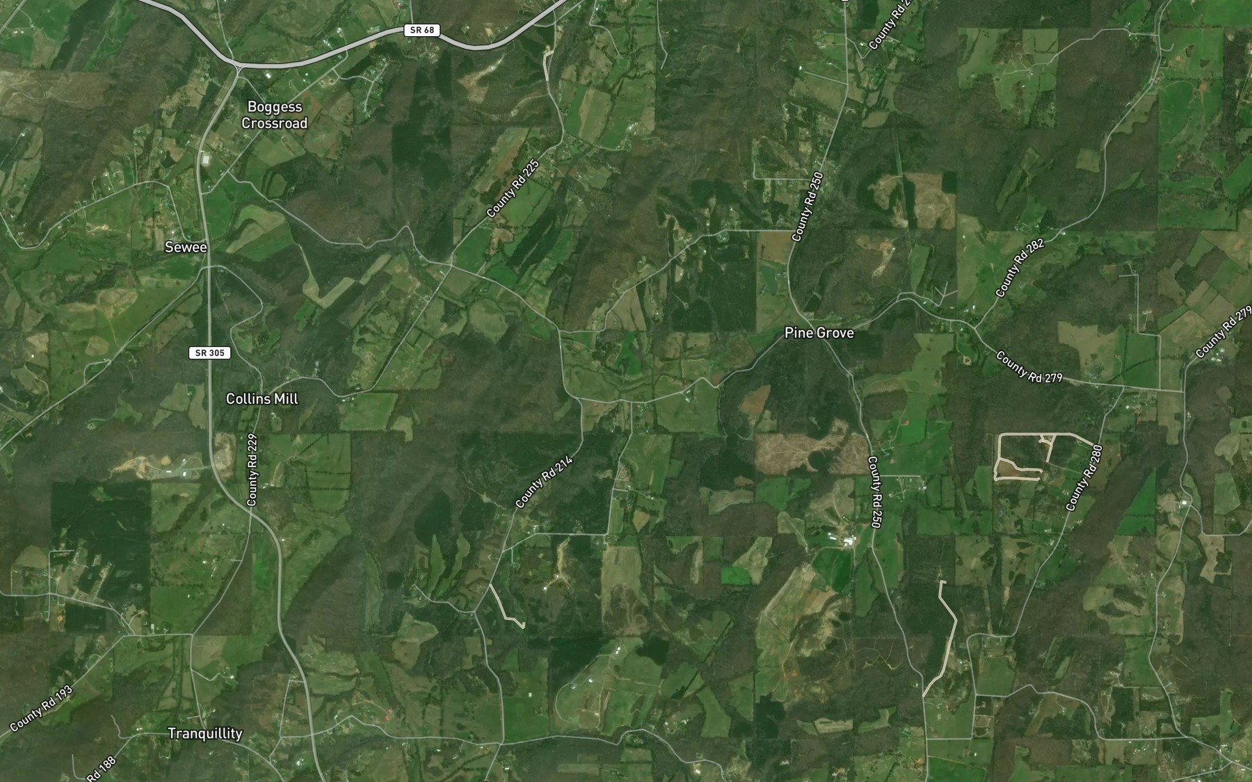 Satellite map of the Kyker Branch