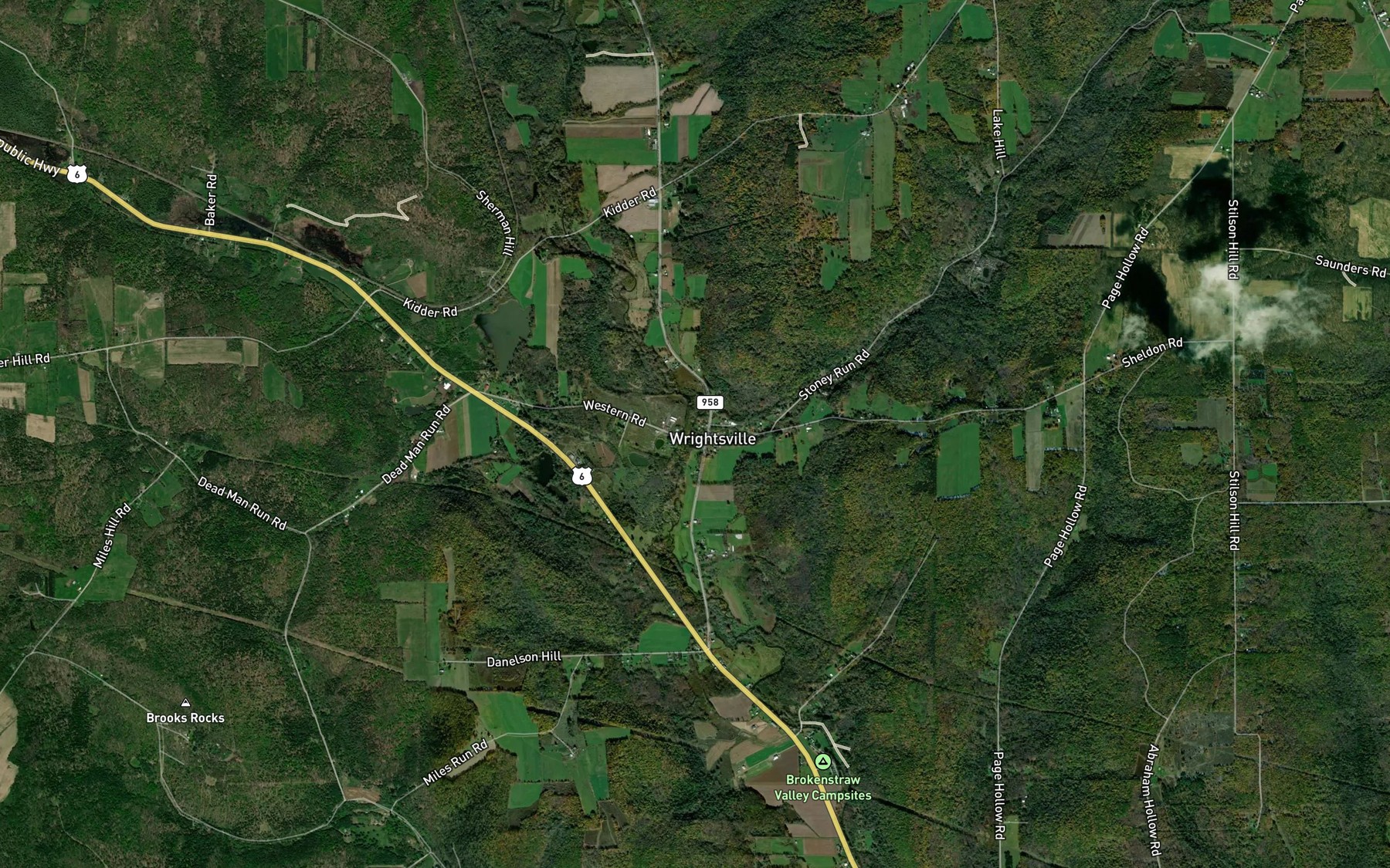 Satellite map of the Stony Creek