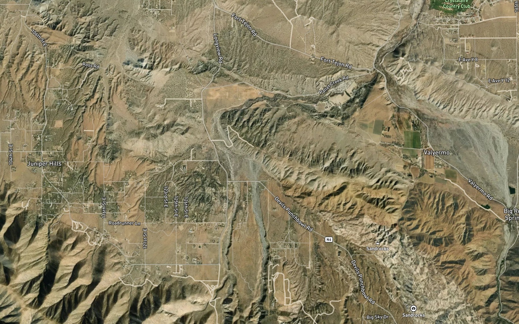 Satellite map of the Cruthers Creek