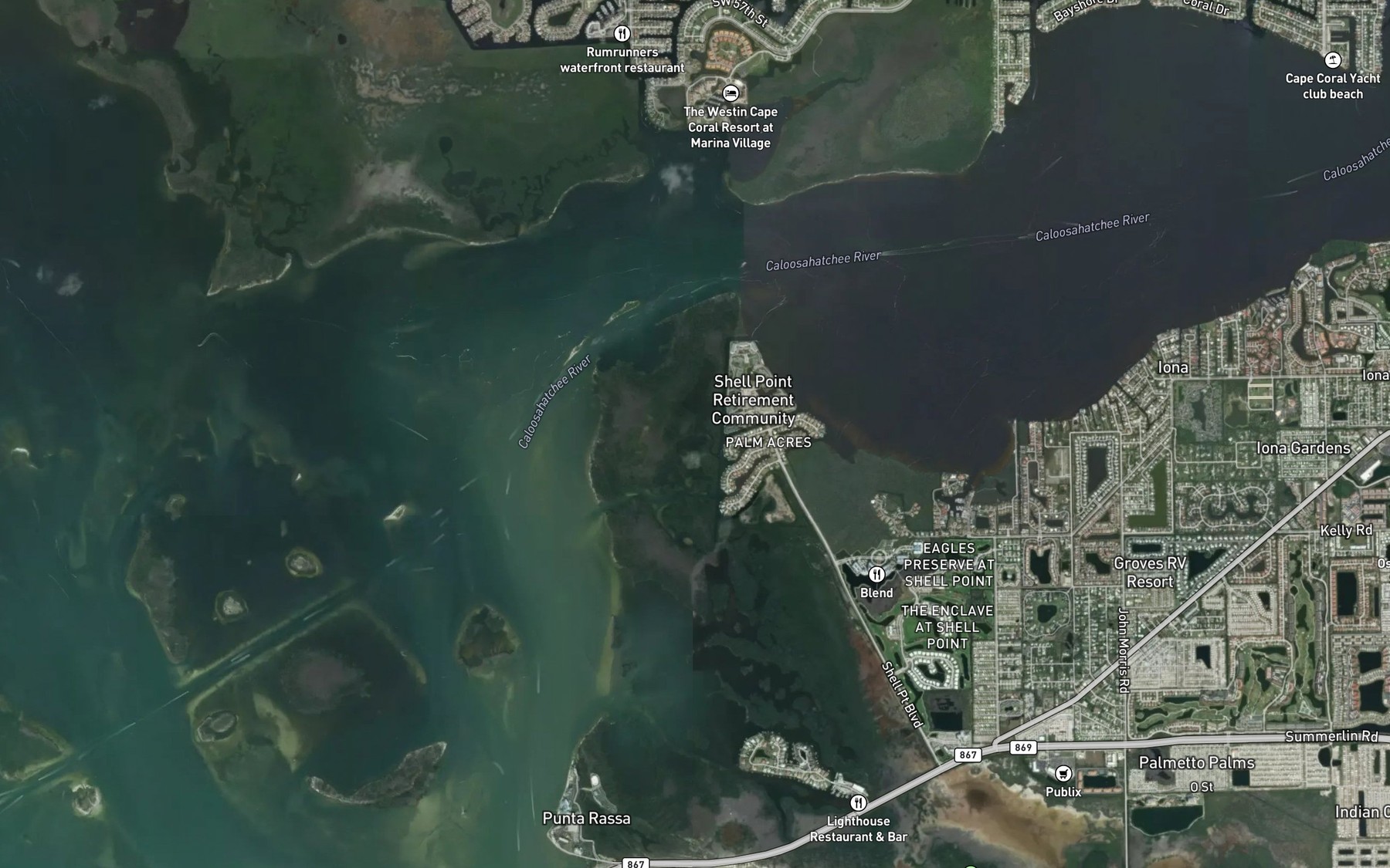 Satellite map of the Shell Creek