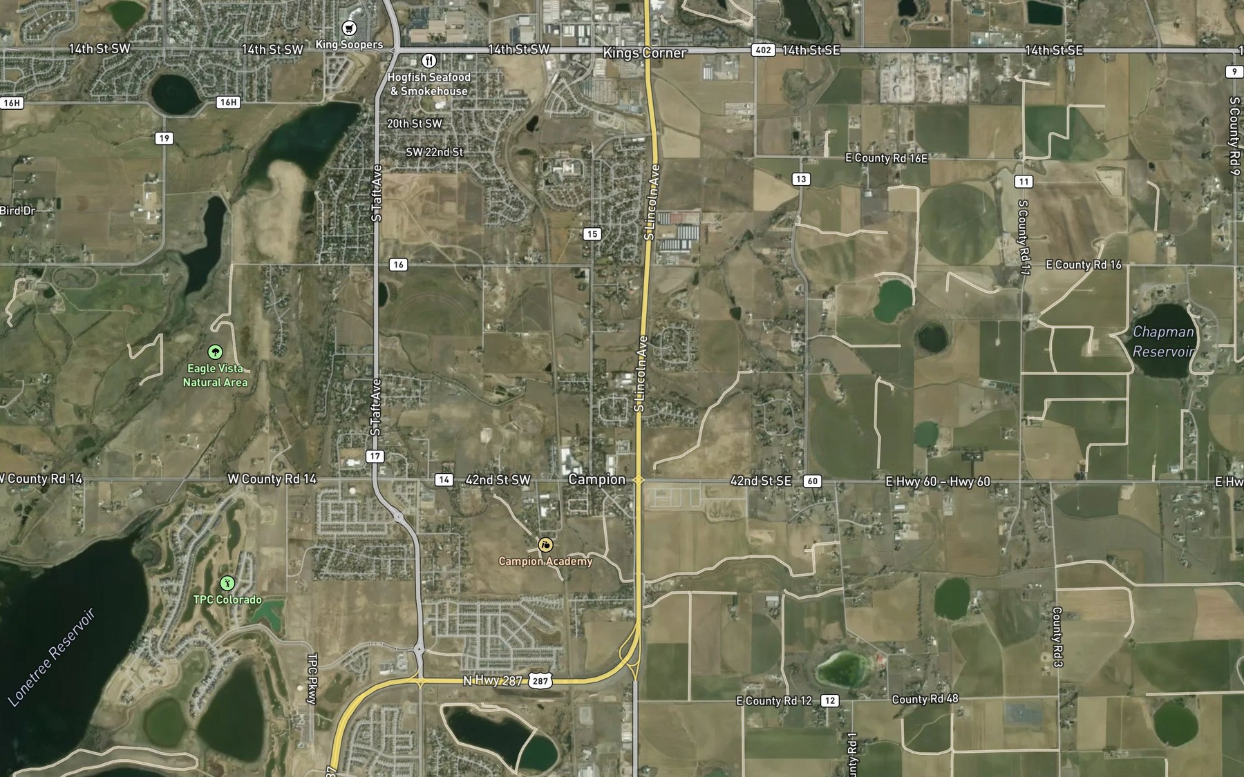 Satellite map of the Lake Ditch