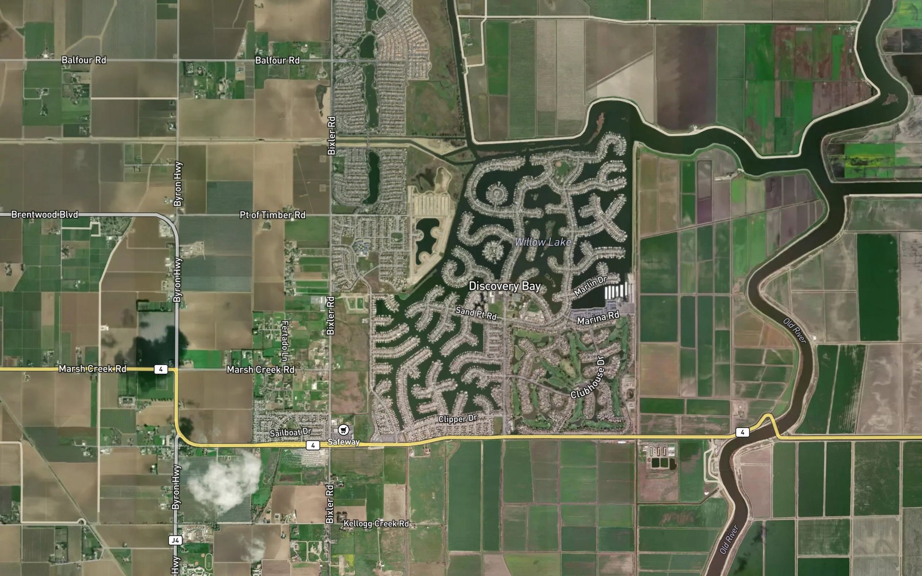 Satellite map of the Sand Bay