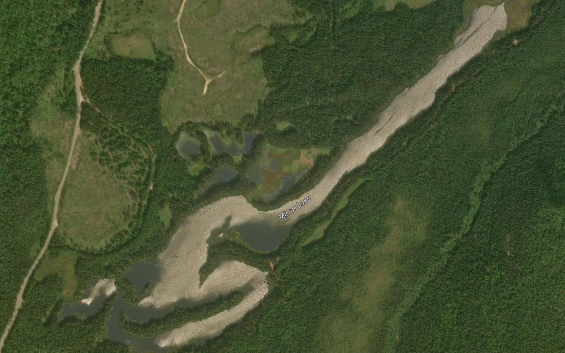Satellite map of the Mirror Lake