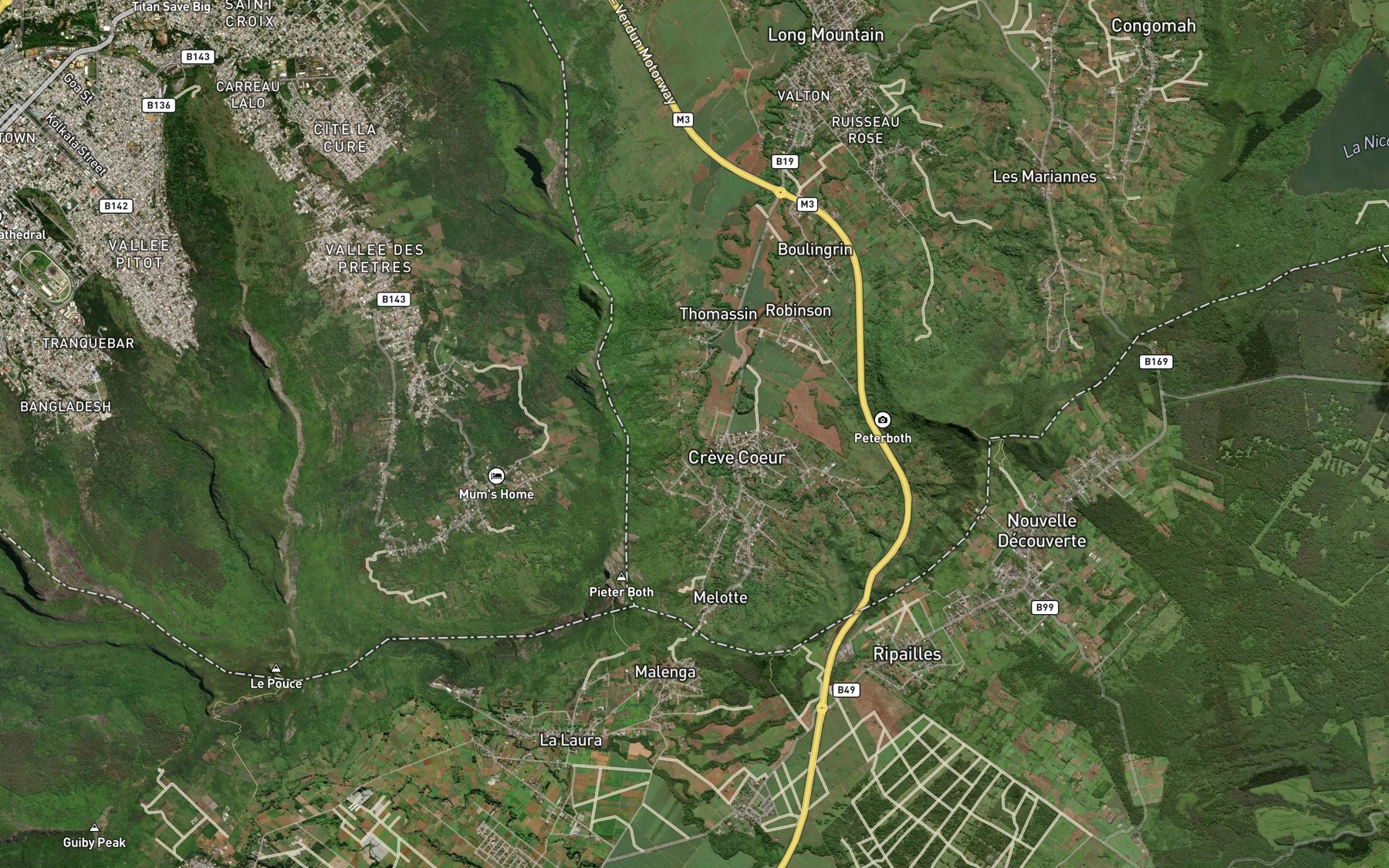 Satellite map of the Rivulet Ripailles