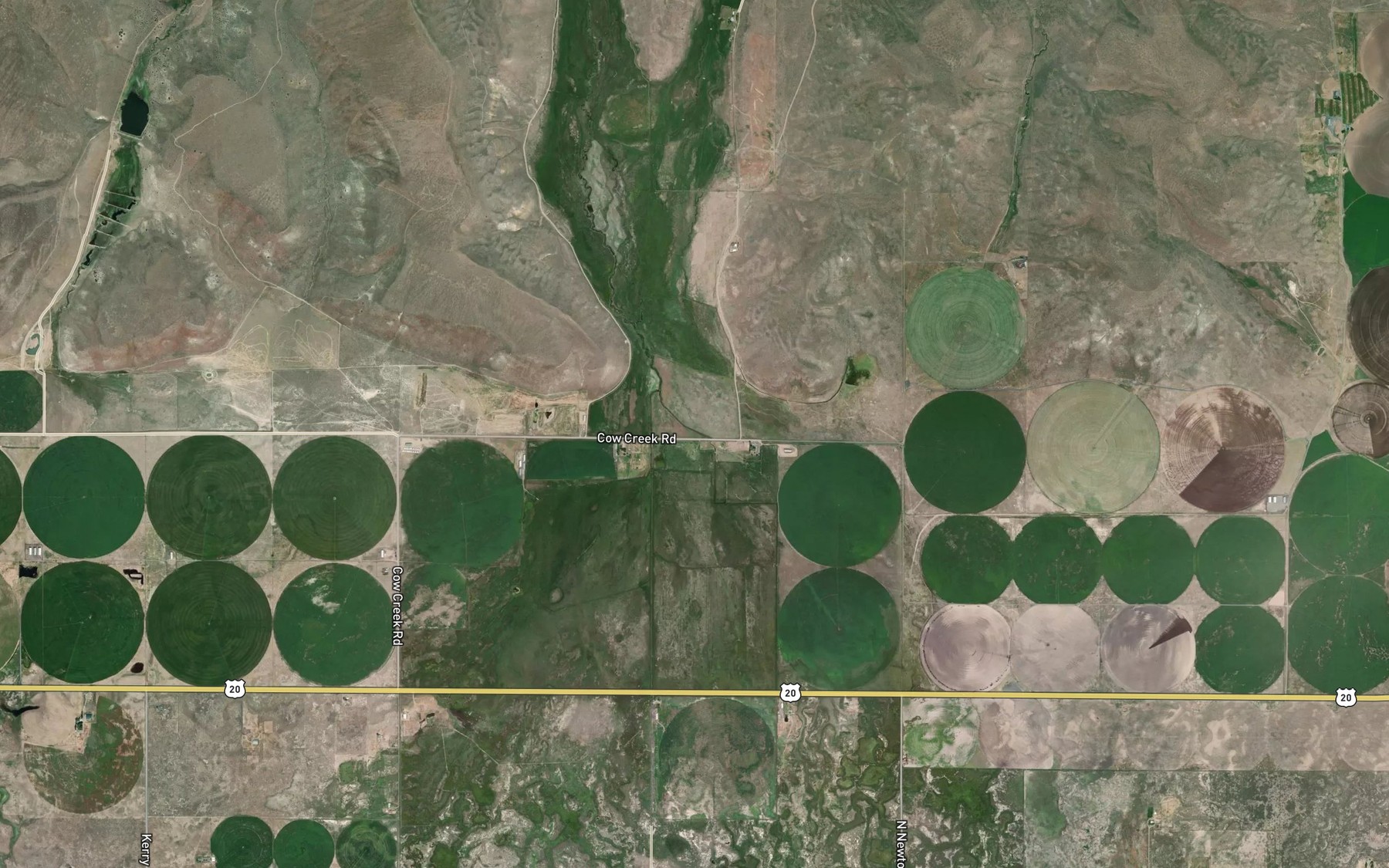 Satellite map of the East Cow Creek