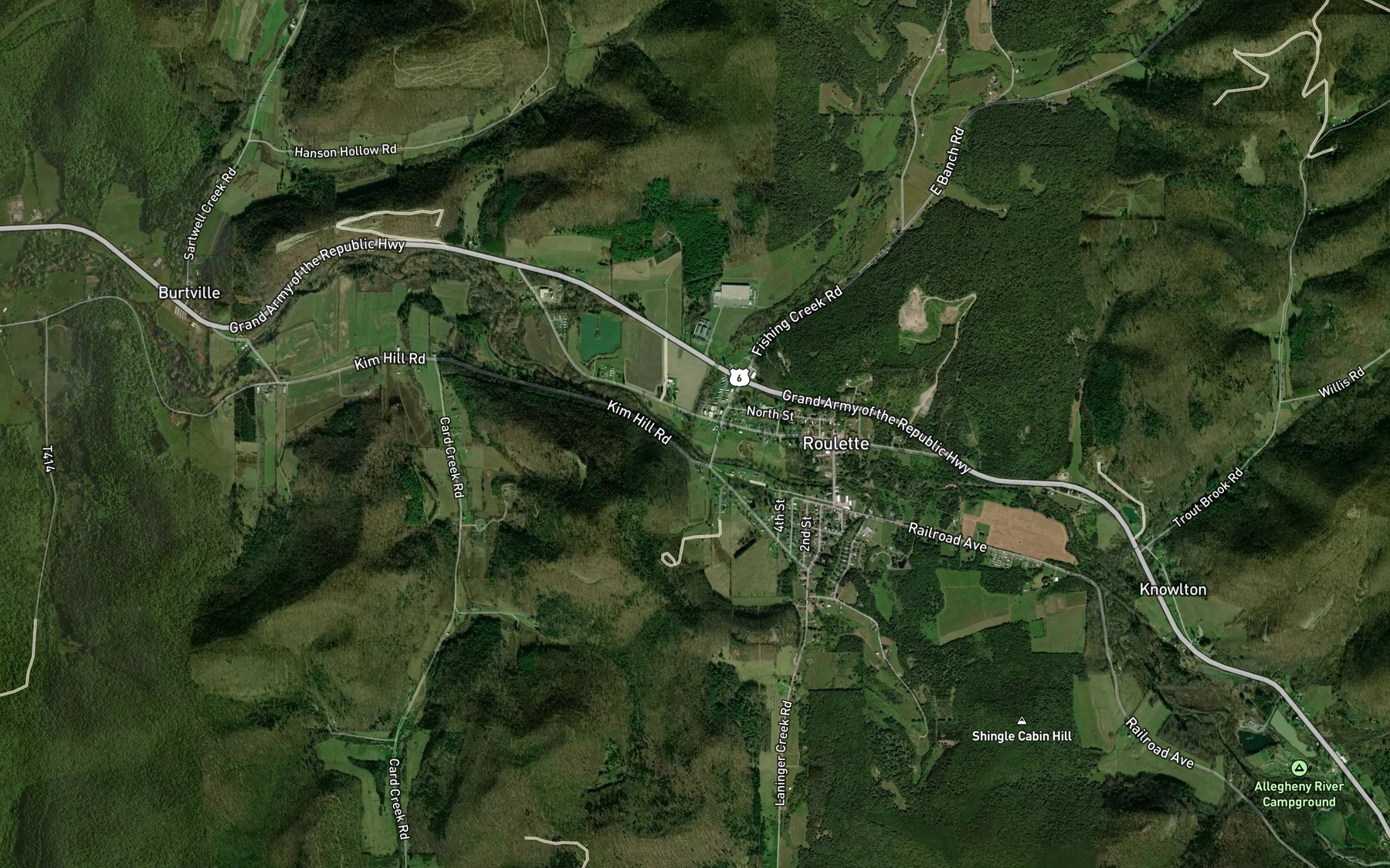 Satellite map of the Fishing Creek