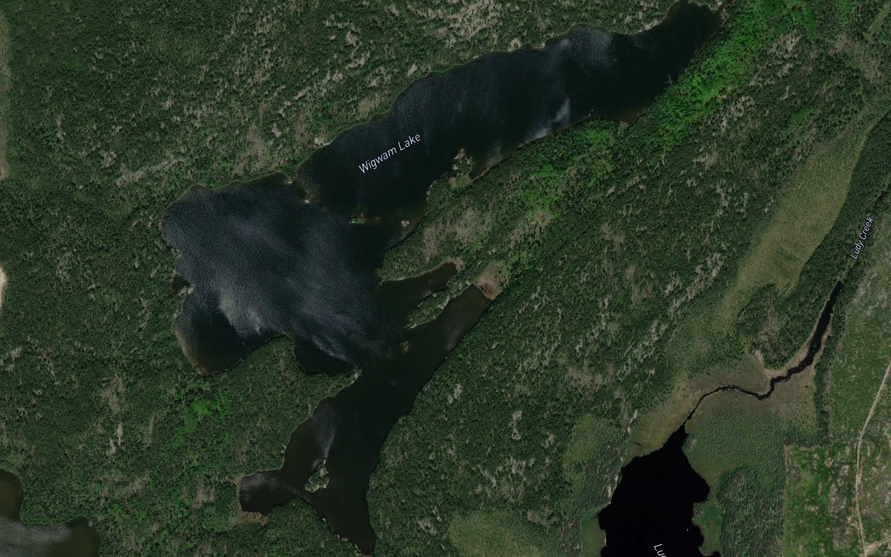 Satellite map of the Wigwam Lake