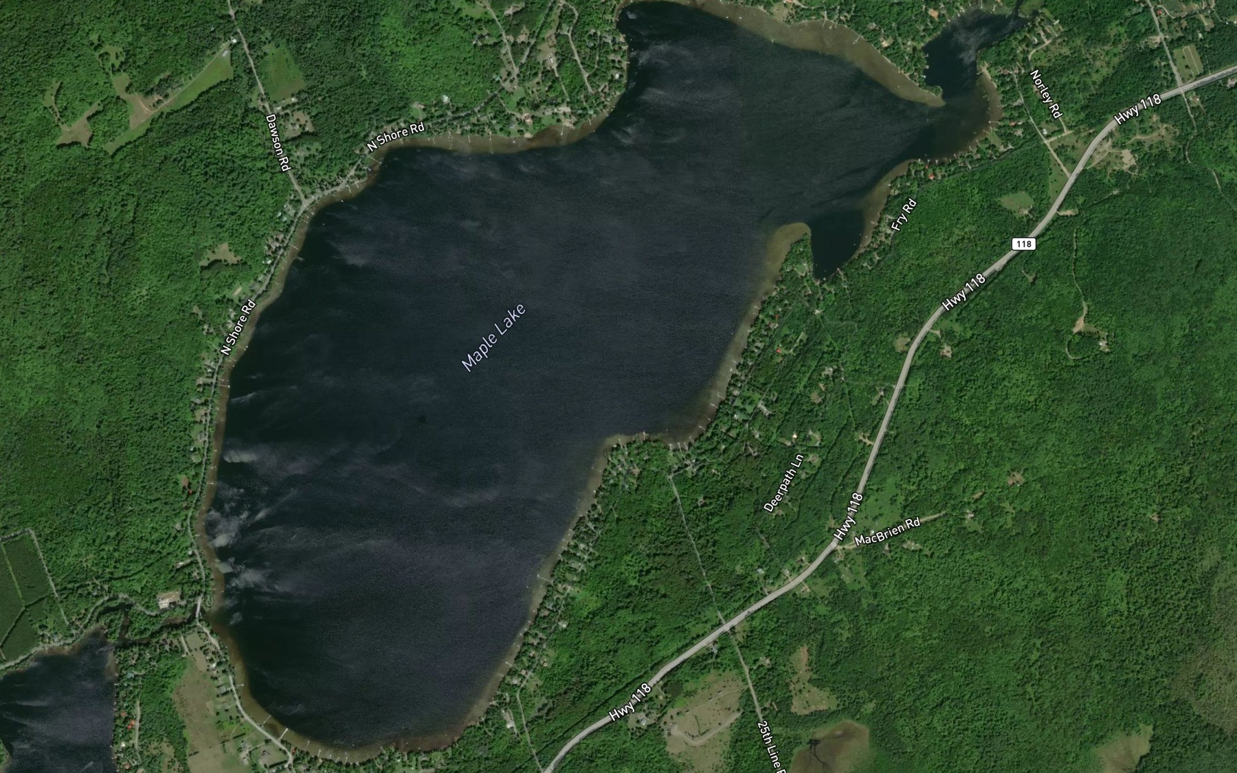 Satellite map of the Maple Lake