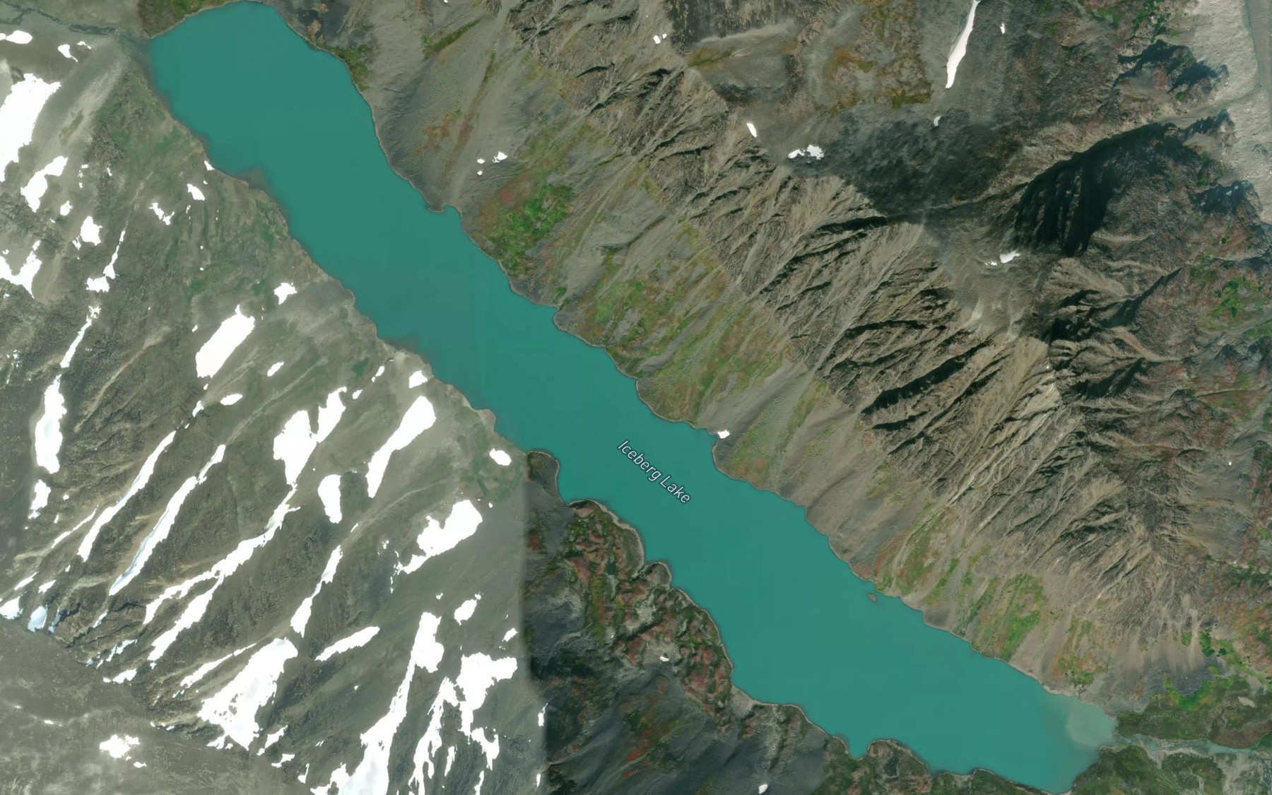 Satellite map of the Iceberg Lake