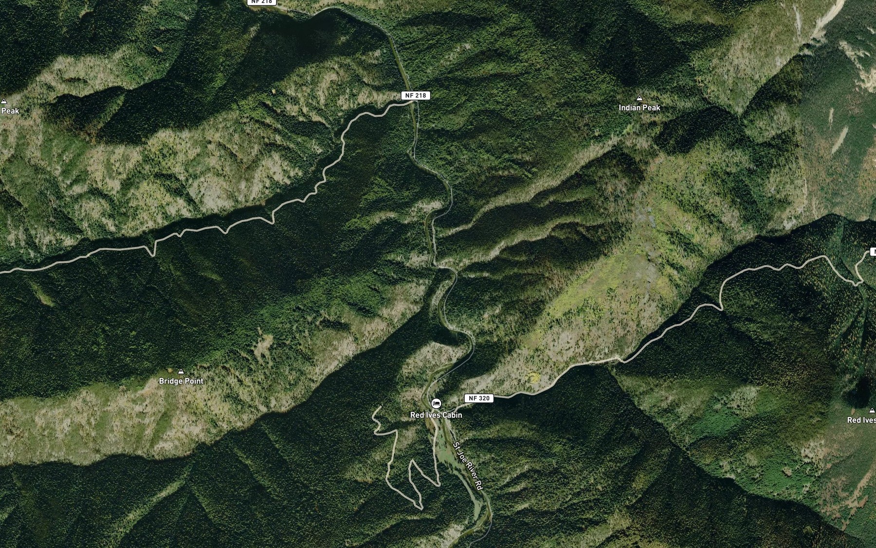 Satellite map of the Copper Creek