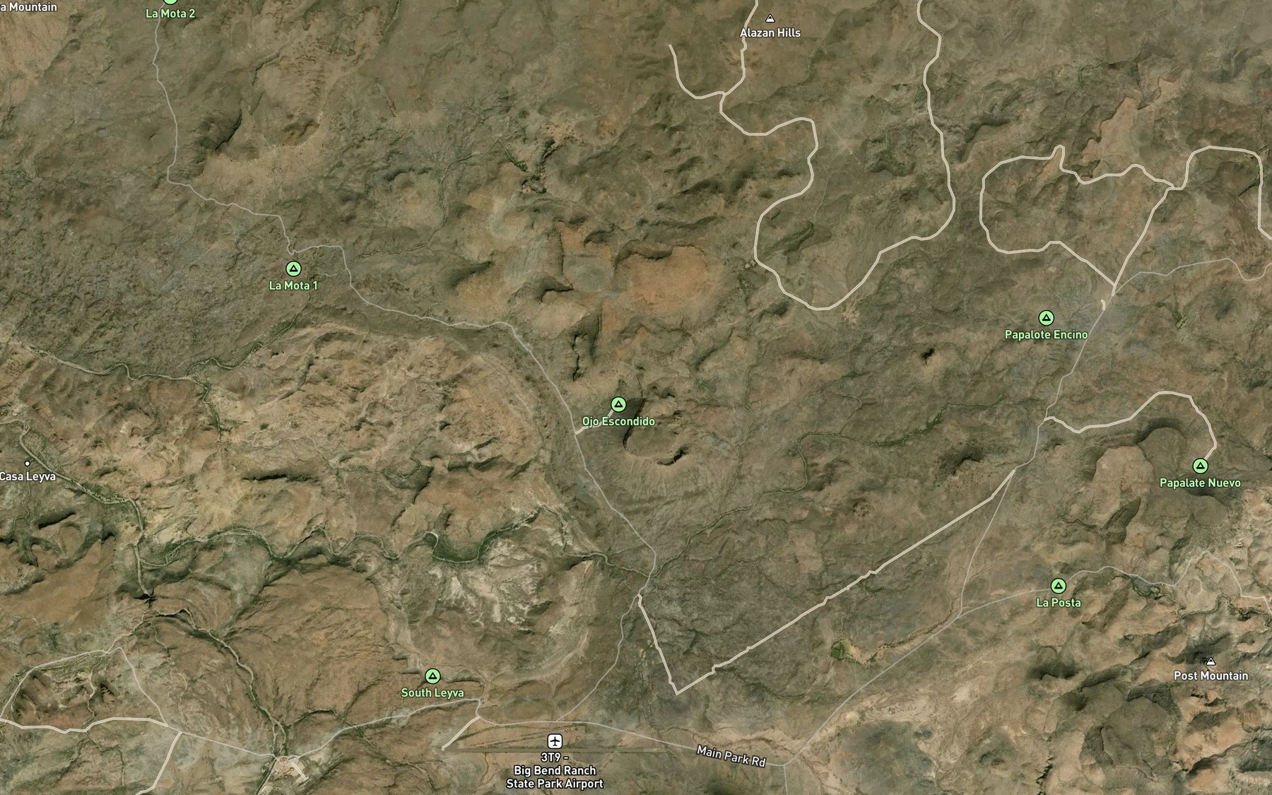 Satellite map of the Ojo Escondido Spring