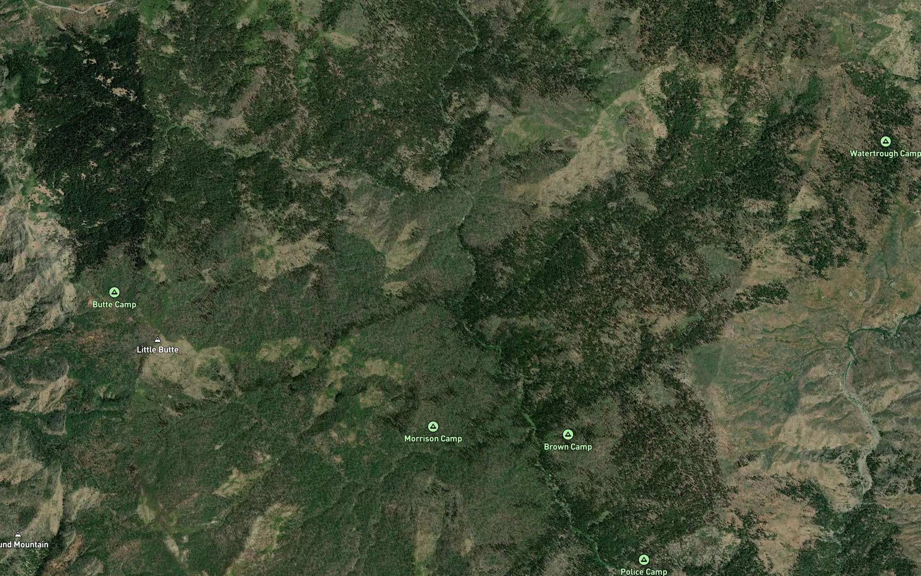 Satellite map of the Rock Creek