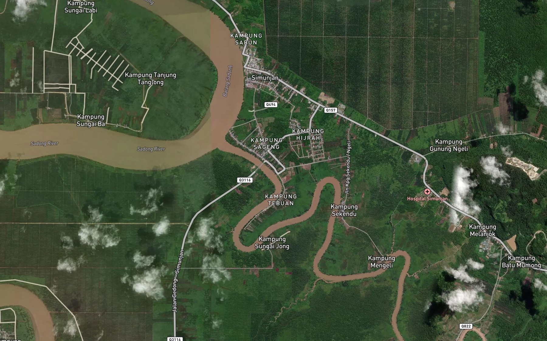 Satellite map of the Sungai Sageng Hulu