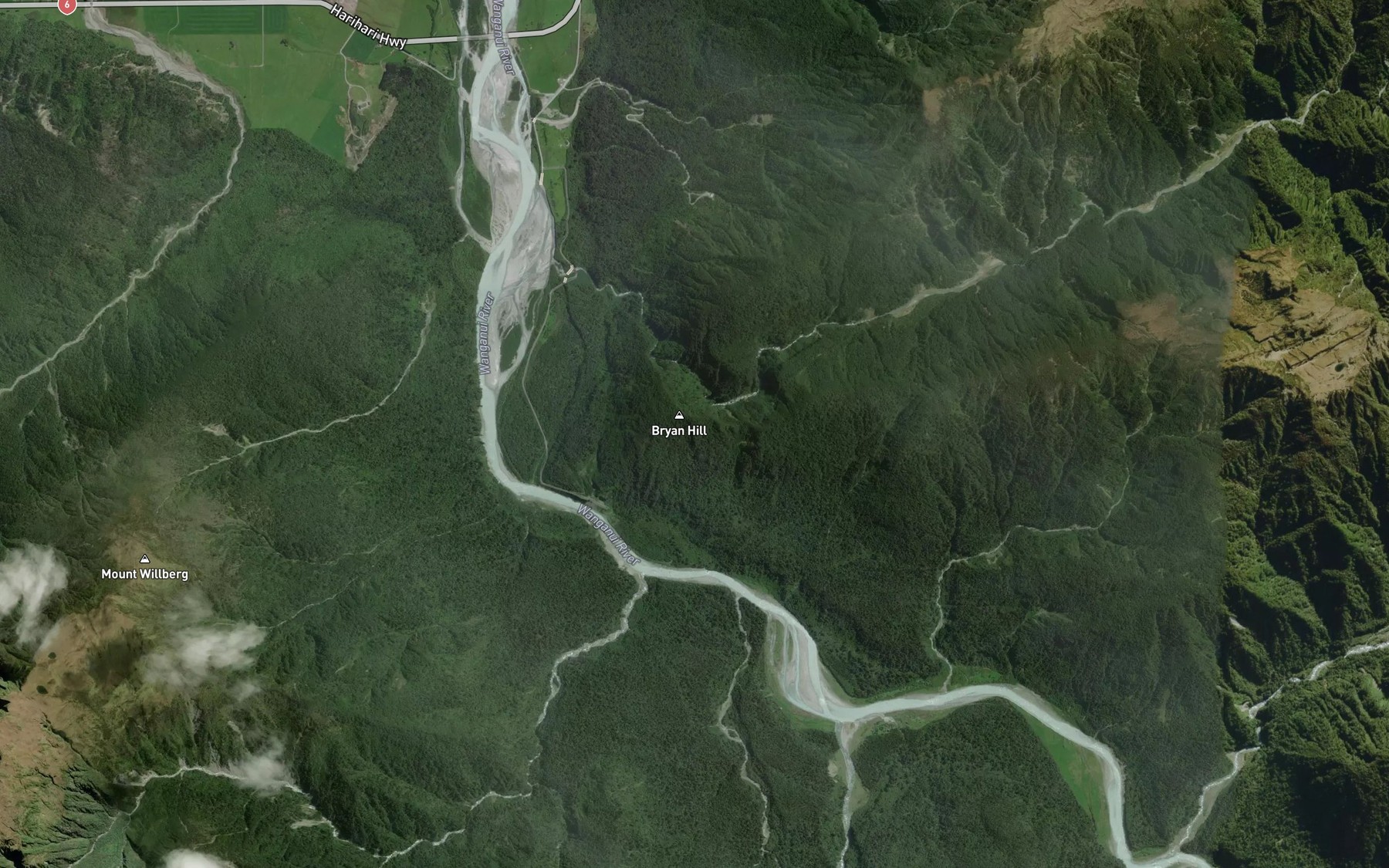 Satellite map of the Prattle Stream