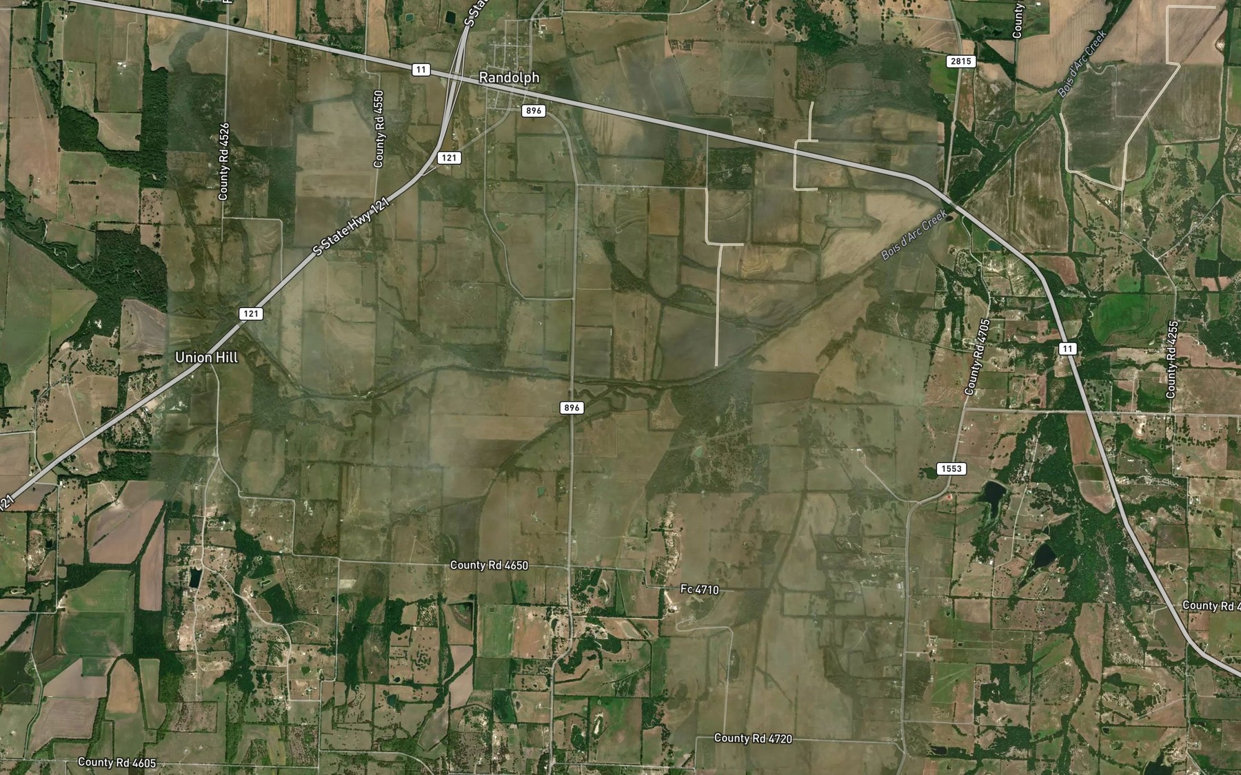 Satellite map of the Valley Creek