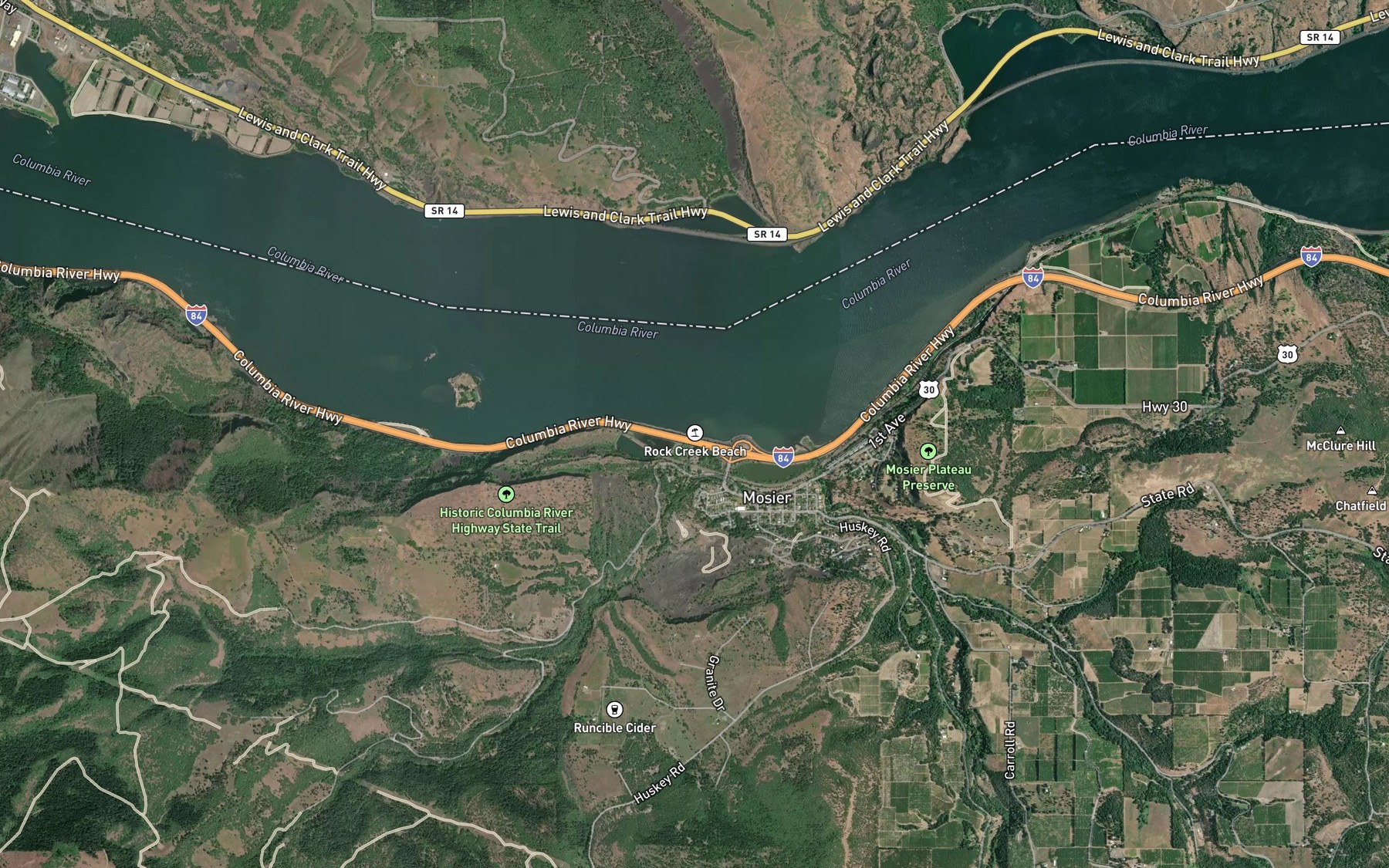 Satellite map of the Rock Creek