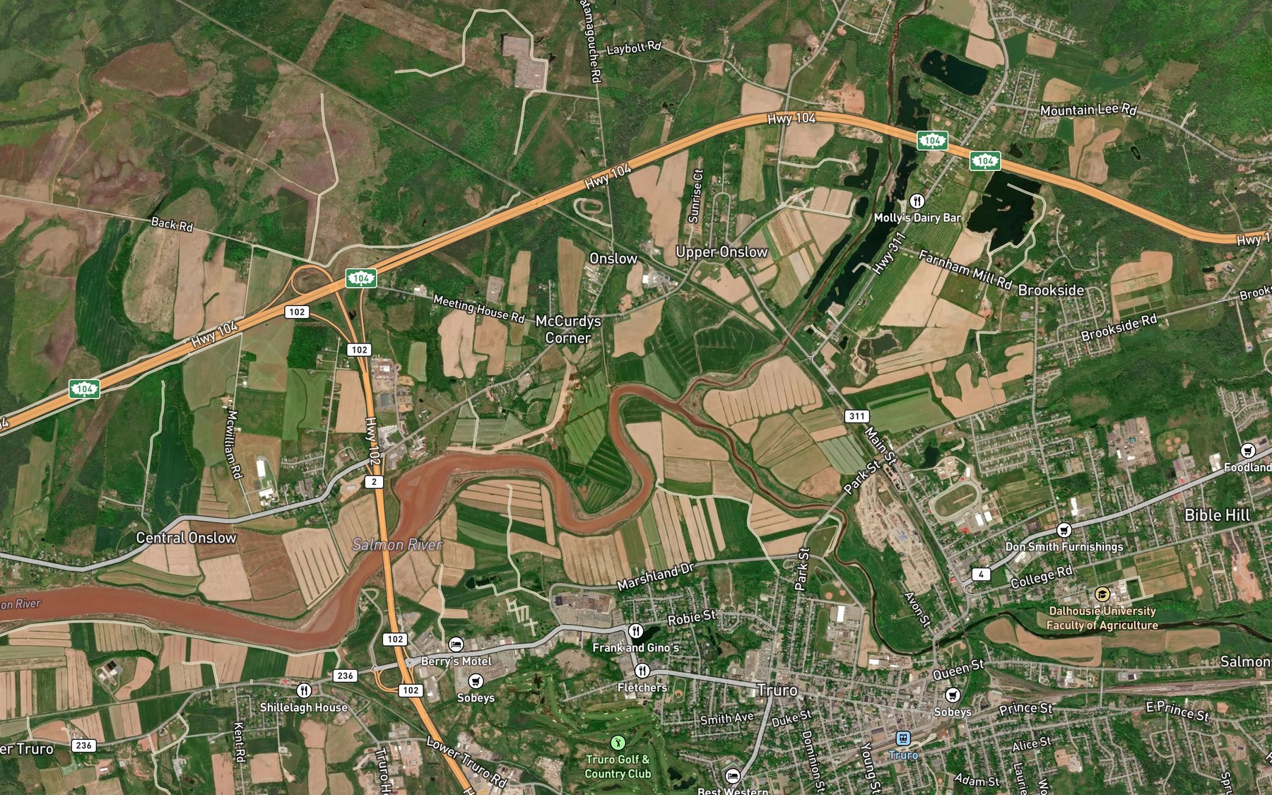 Satellite map of the North River