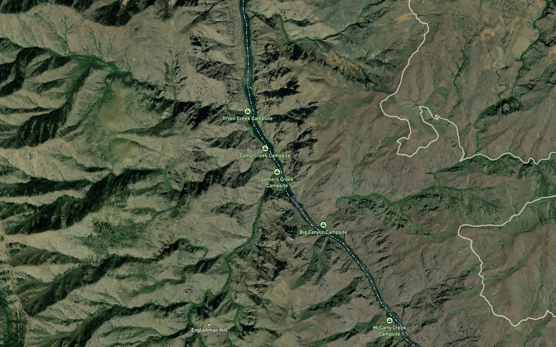 Satellite map of the Somers Creek