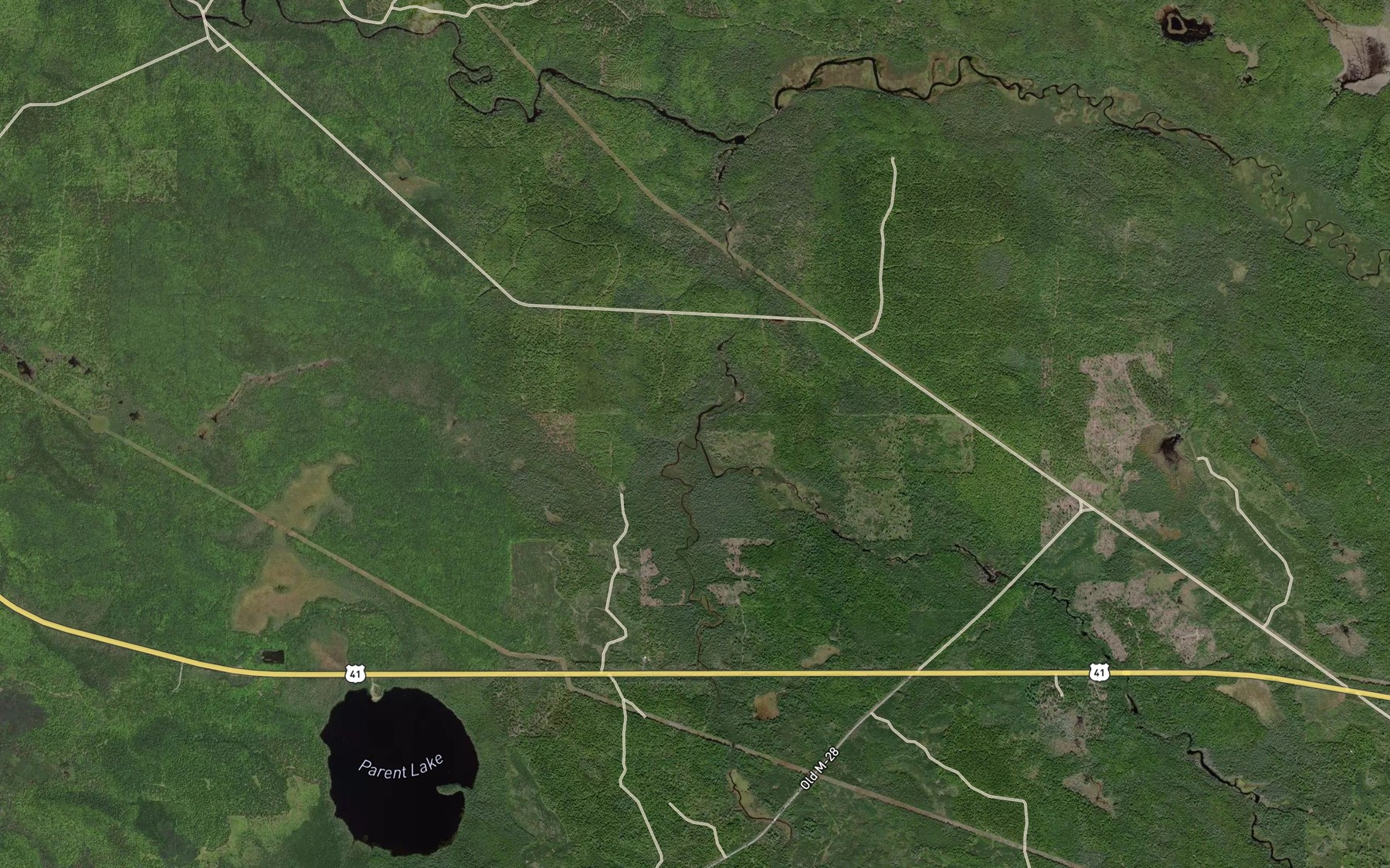 Satellite map of the Pelkie Creek