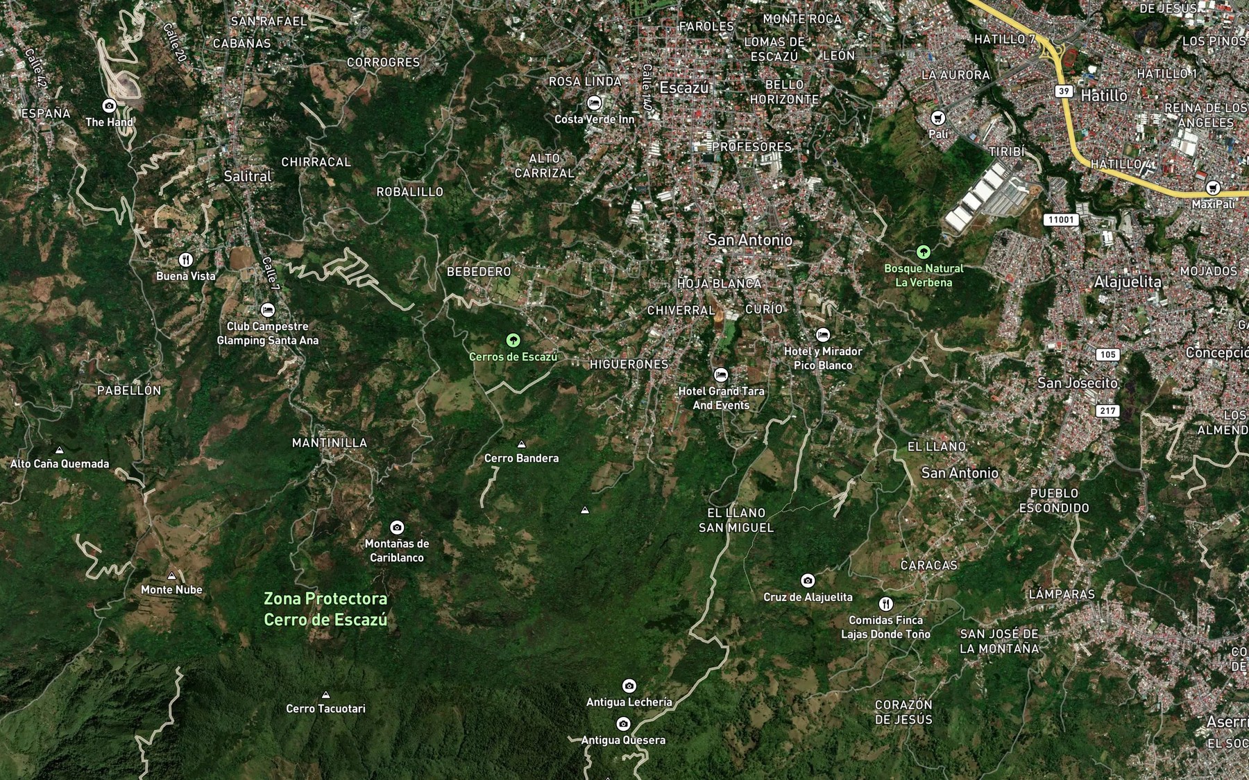 Satellite map of the Quebrada Higuerones