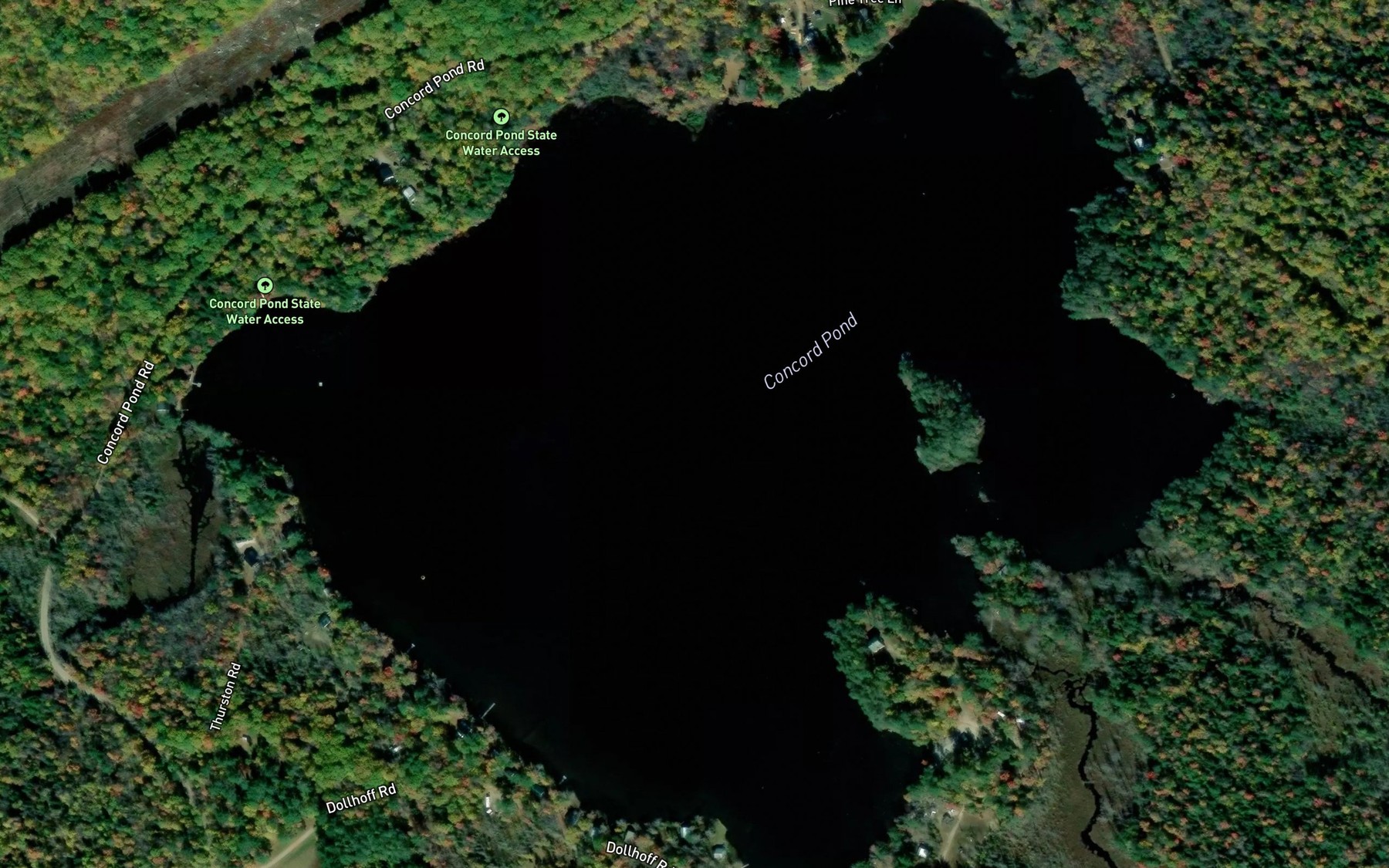 Satellite map of the Concord Pond