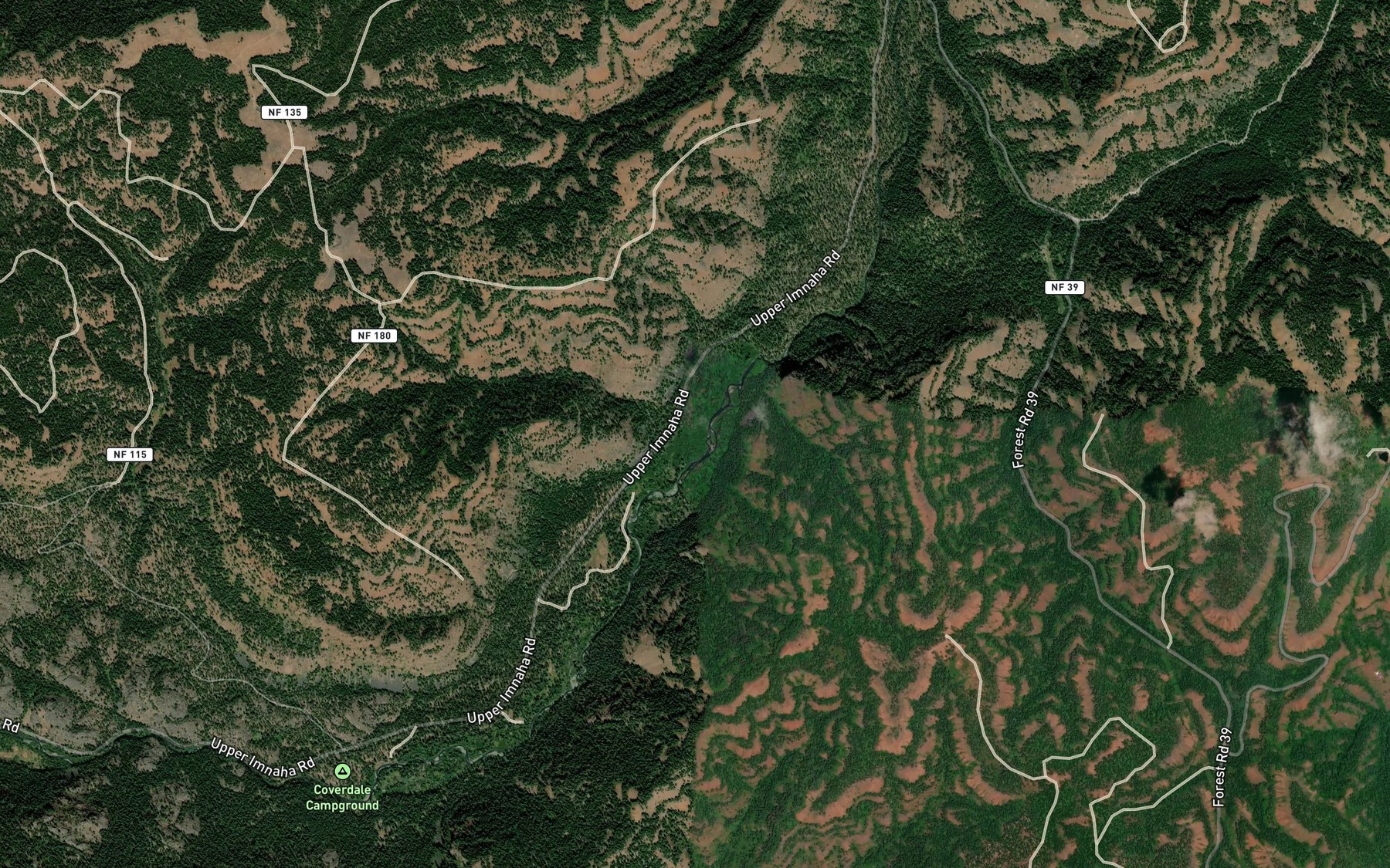 Satellite map of the Beaverdam Creek