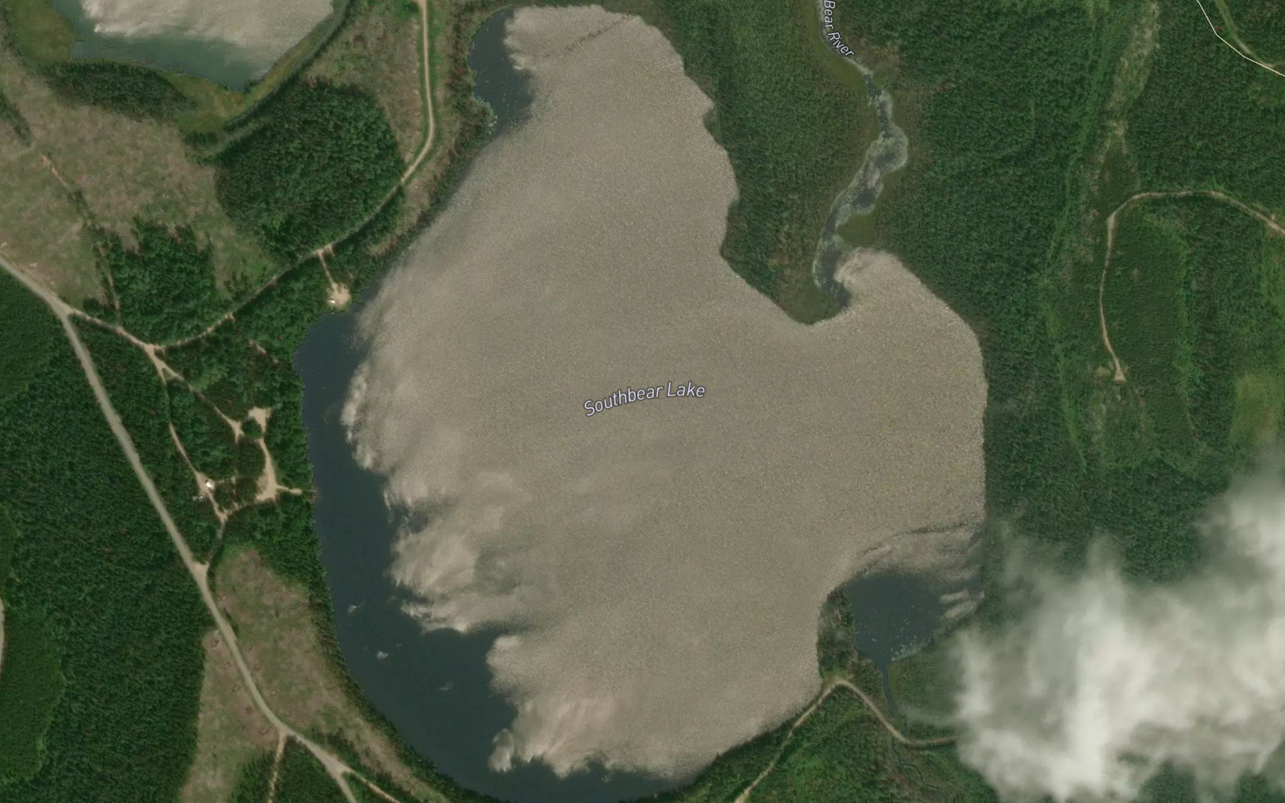 Satellite map of the Southbear Lake