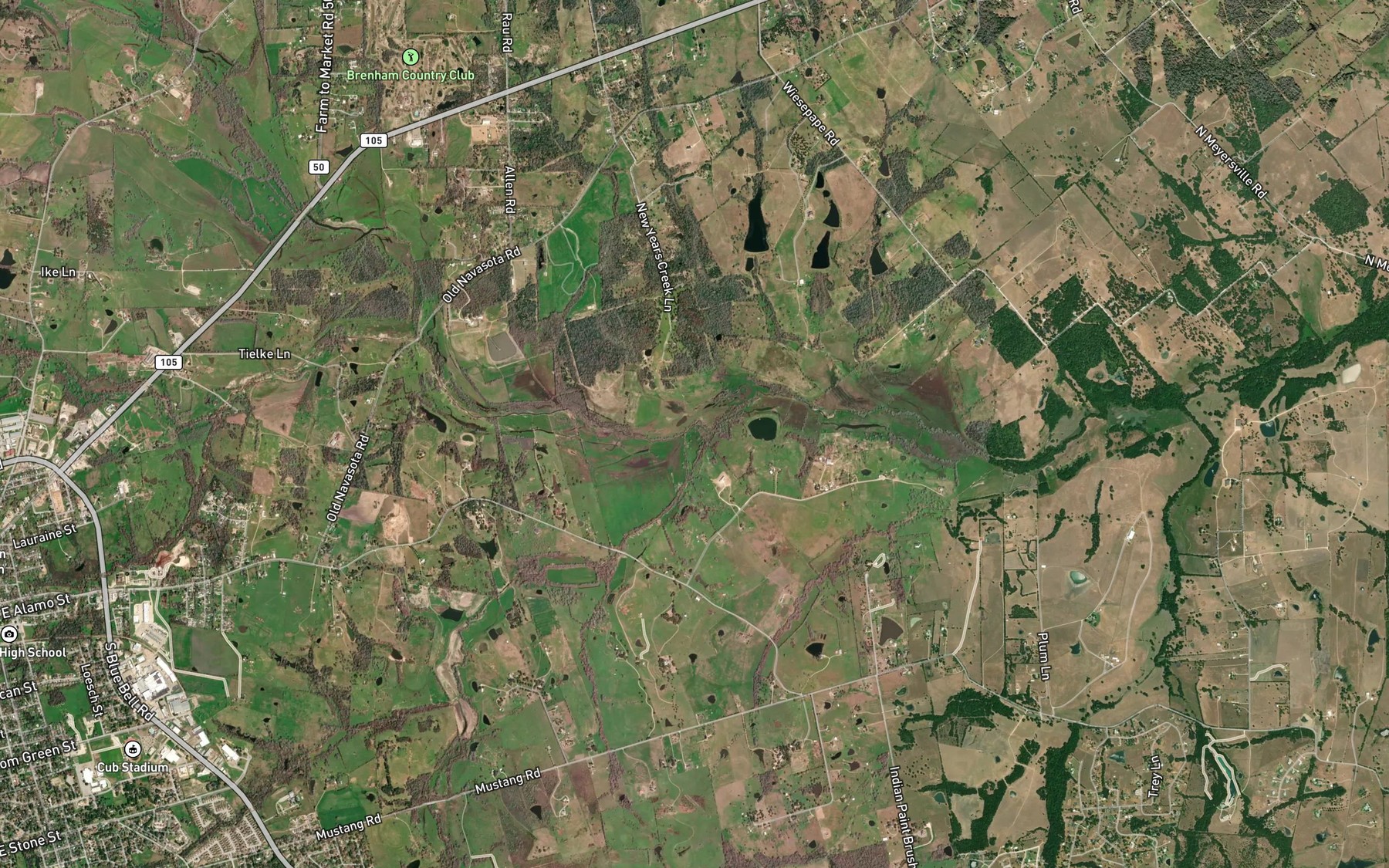 Satellite map of the Woodward Creek