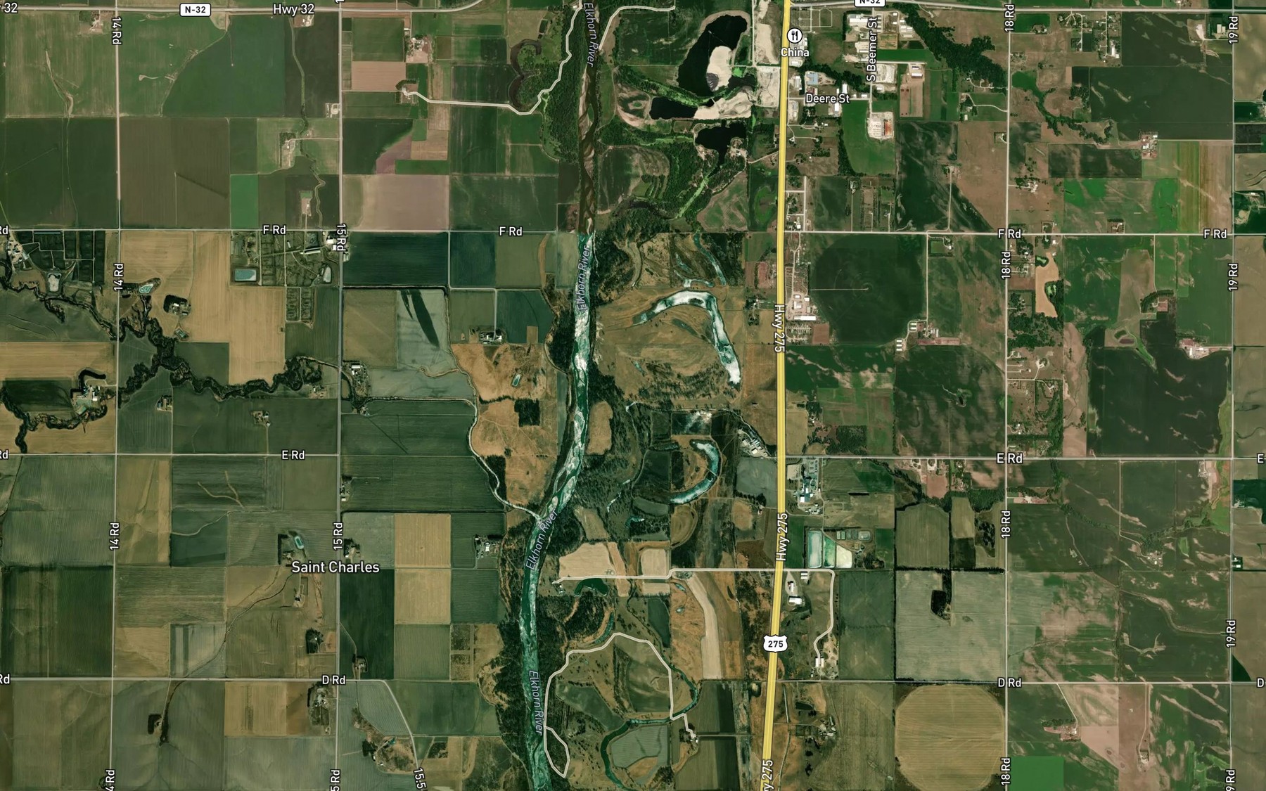 Satellite map of the Wortmans Creek