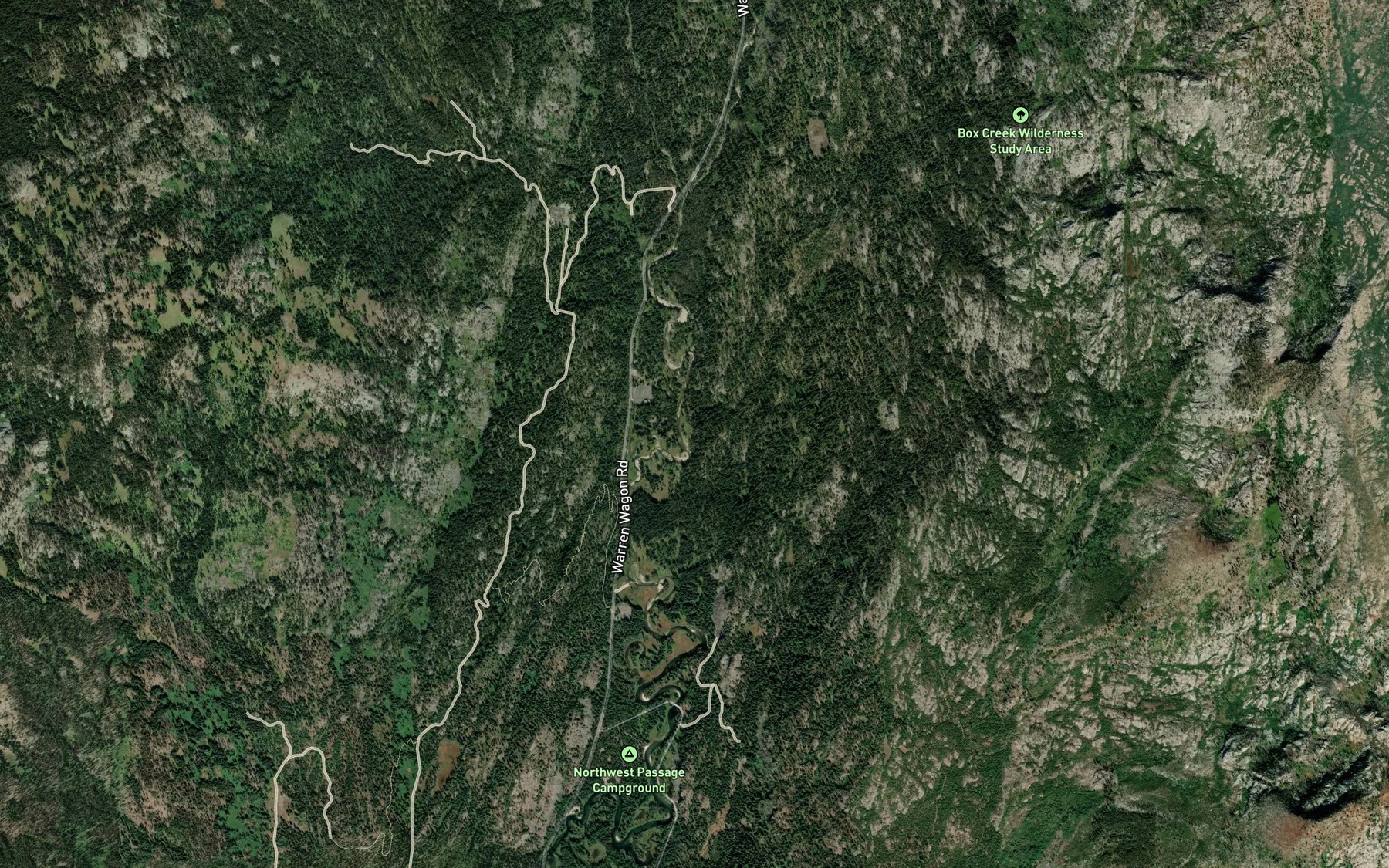 Satellite map of the Box Creek