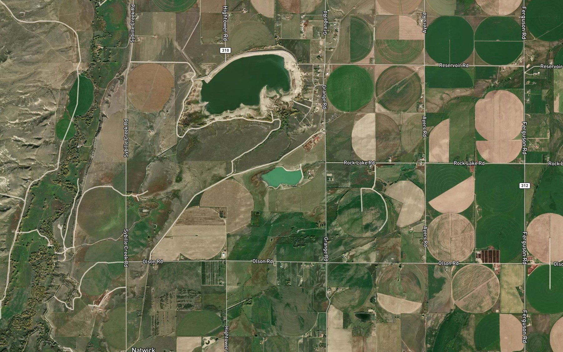 Satellite map of the Rock Lake
