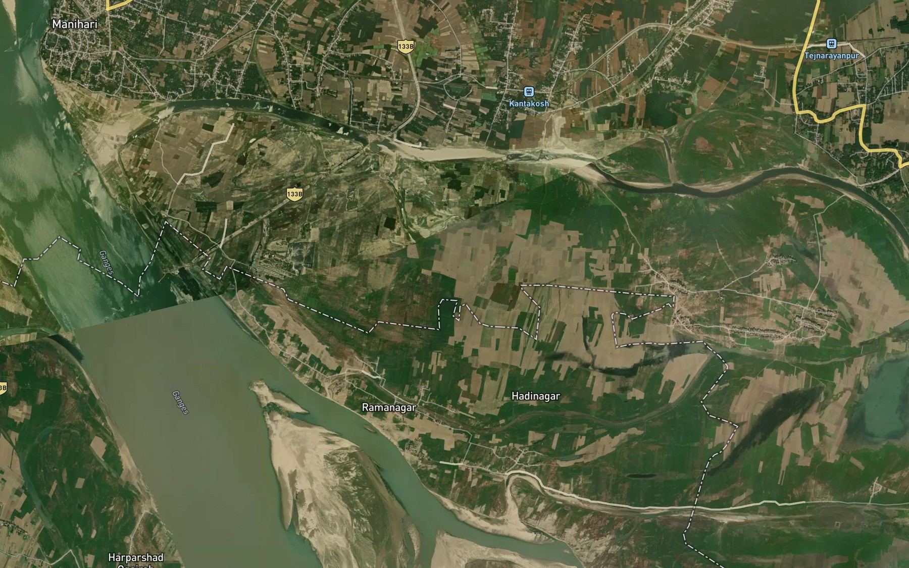 Satellite map of the Ganges