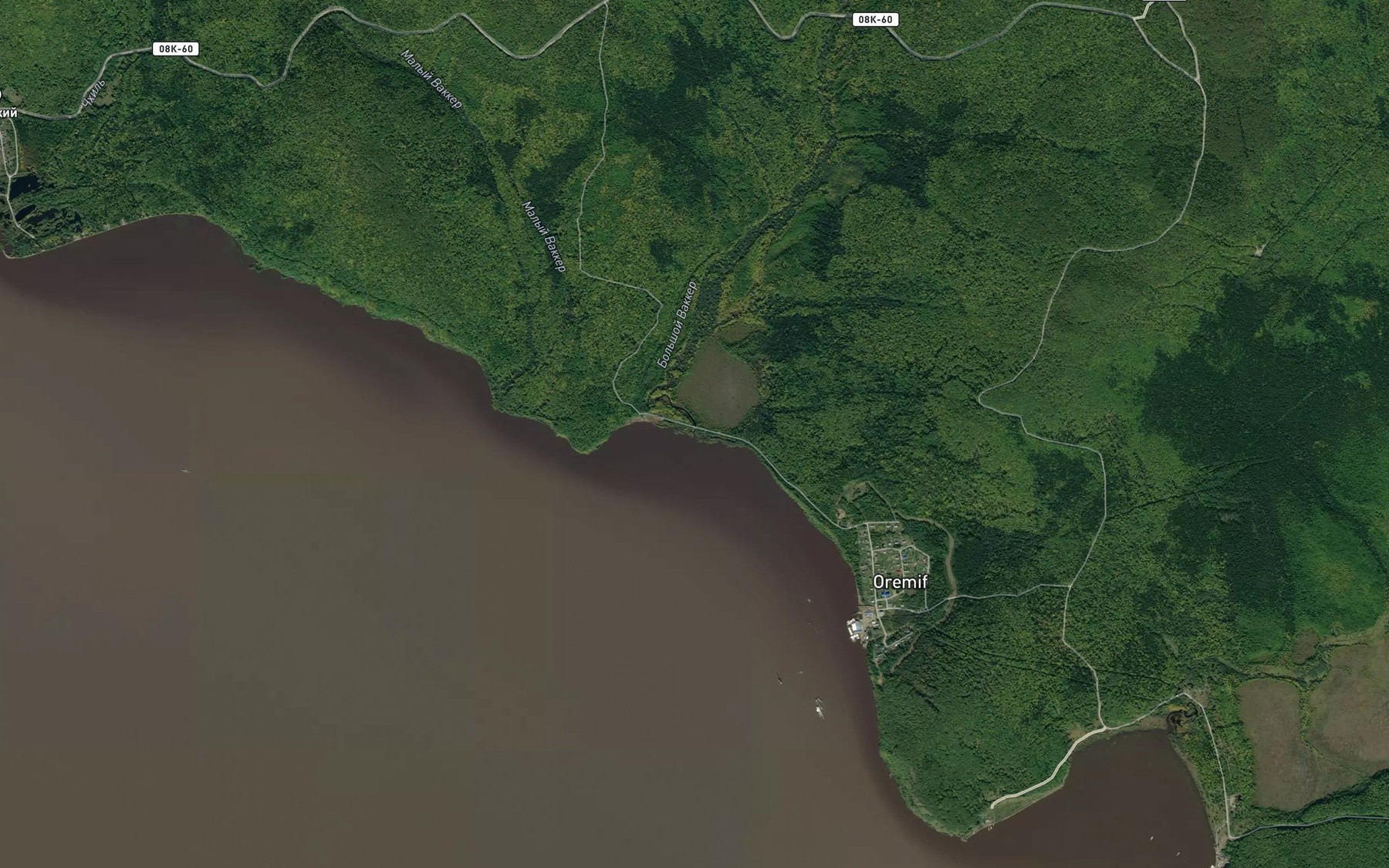 Satellite map of the Bol'shoy Vakker