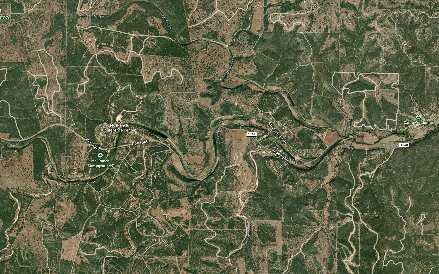 Satellite map of the Lower Bee Caves Spring
