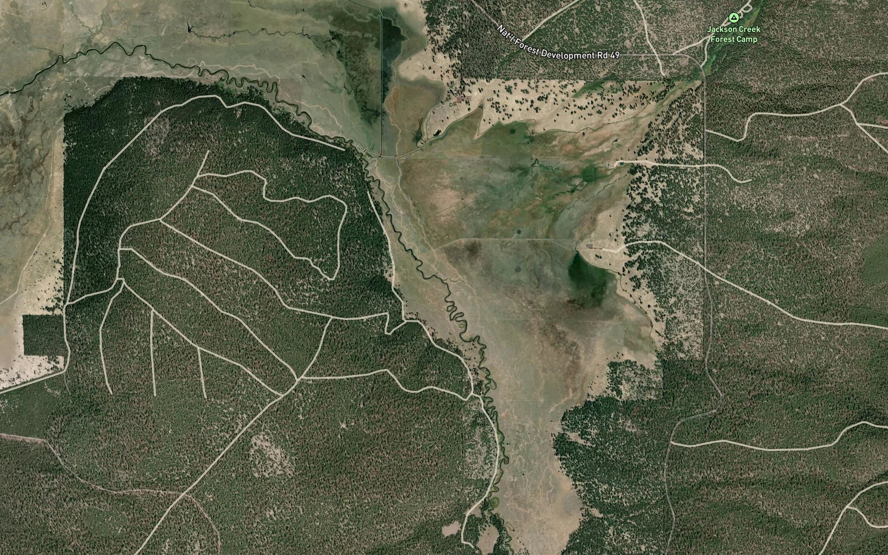 Satellite map of the Irving Creek