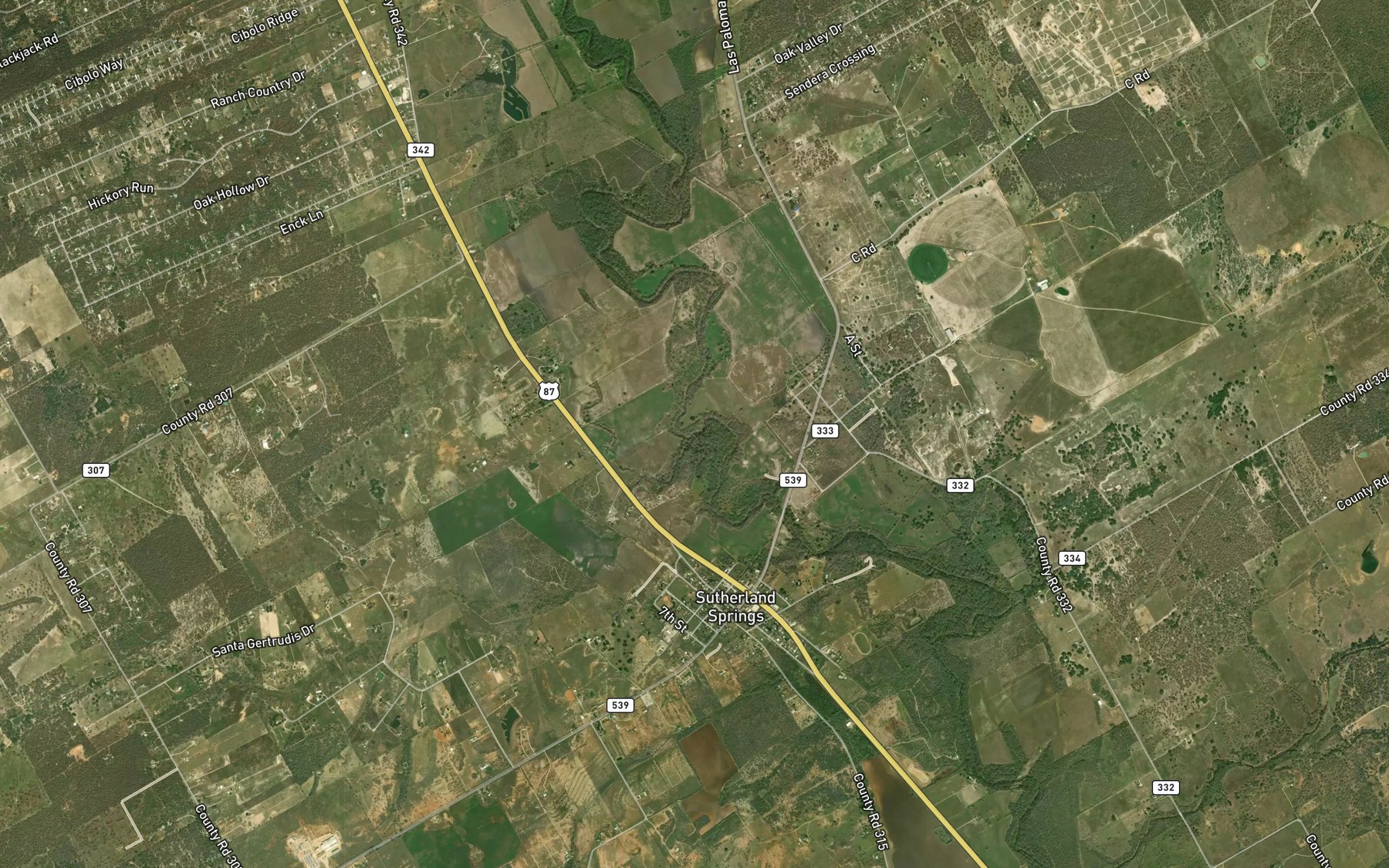 Satellite map of the Gum Branch