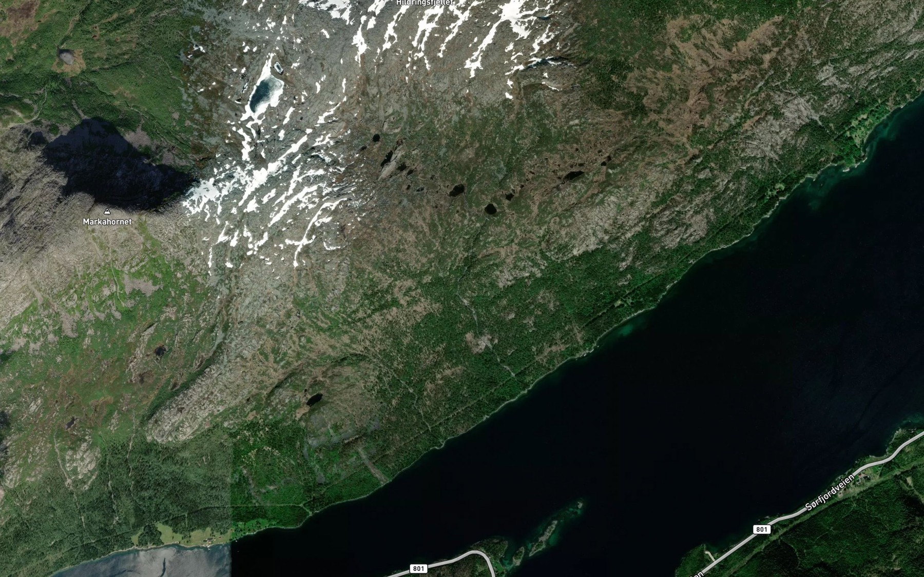 Satellite map of the Nordelva