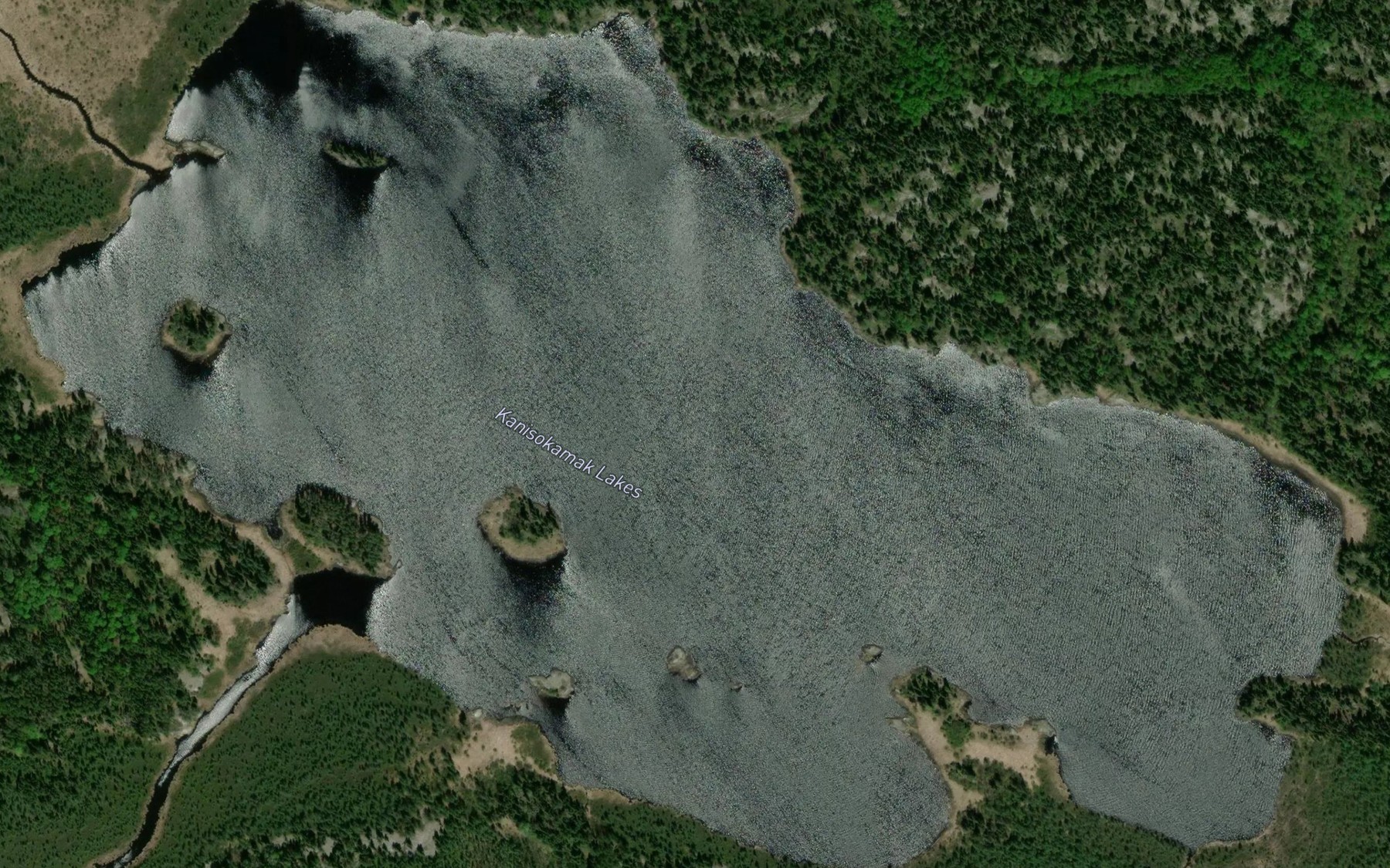 Satellite map of the Kanisokamak Lakes
